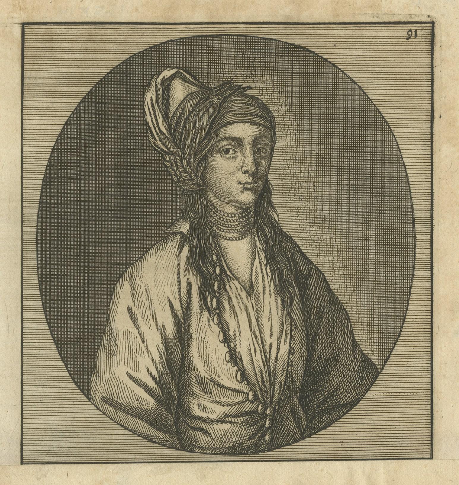 Paper Rare Decorative Antique Print of a Woman from Cairo in Egypt, 1698 For Sale