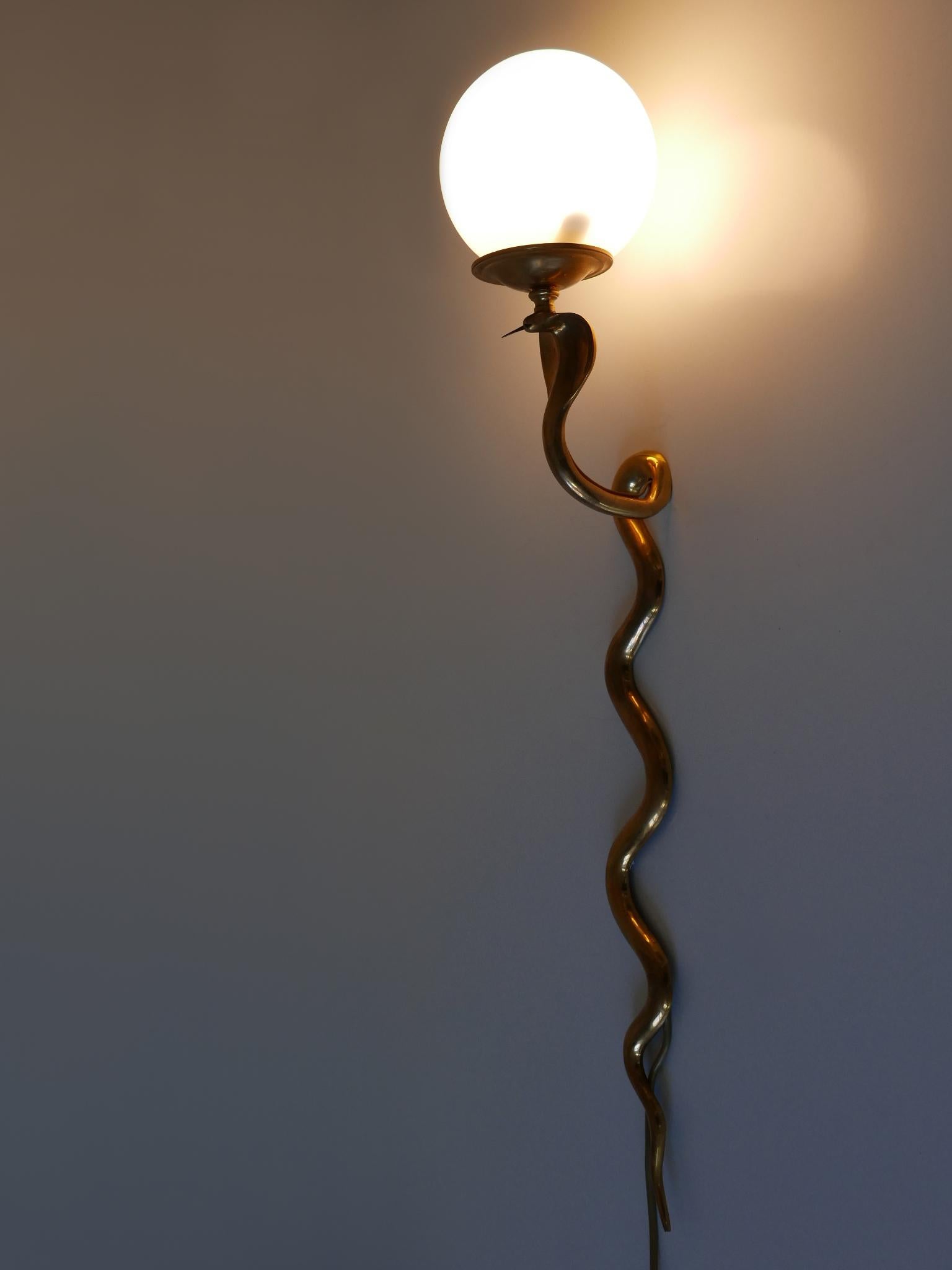 Rare & Decorative Cast Brass Cobra Sconce or Wall Lamp, possibly Maison Jansen For Sale 6