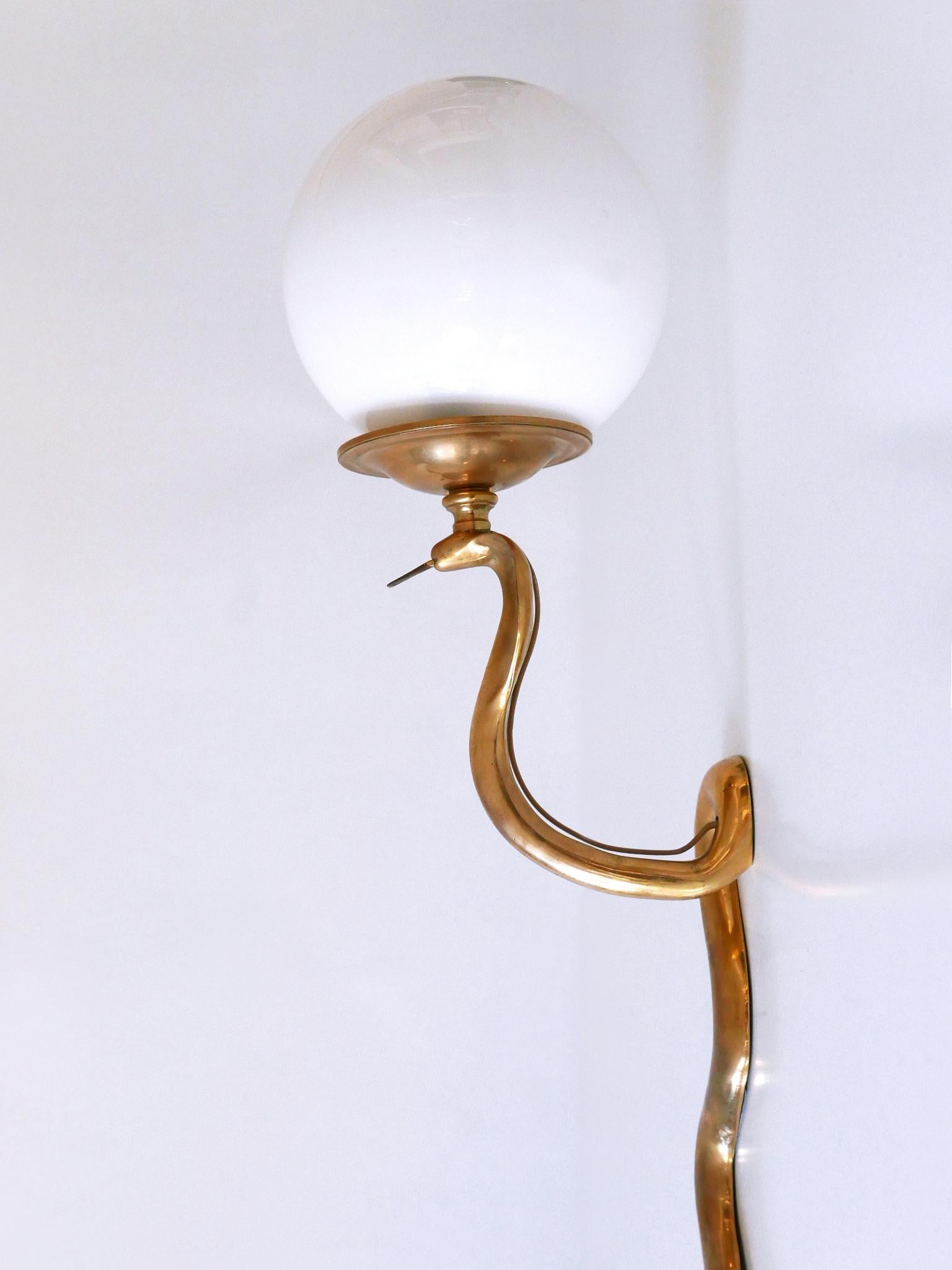 Rare & Decorative Cast Brass Cobra Sconce or Wall Lamp, possibly Maison Jansen For Sale 7