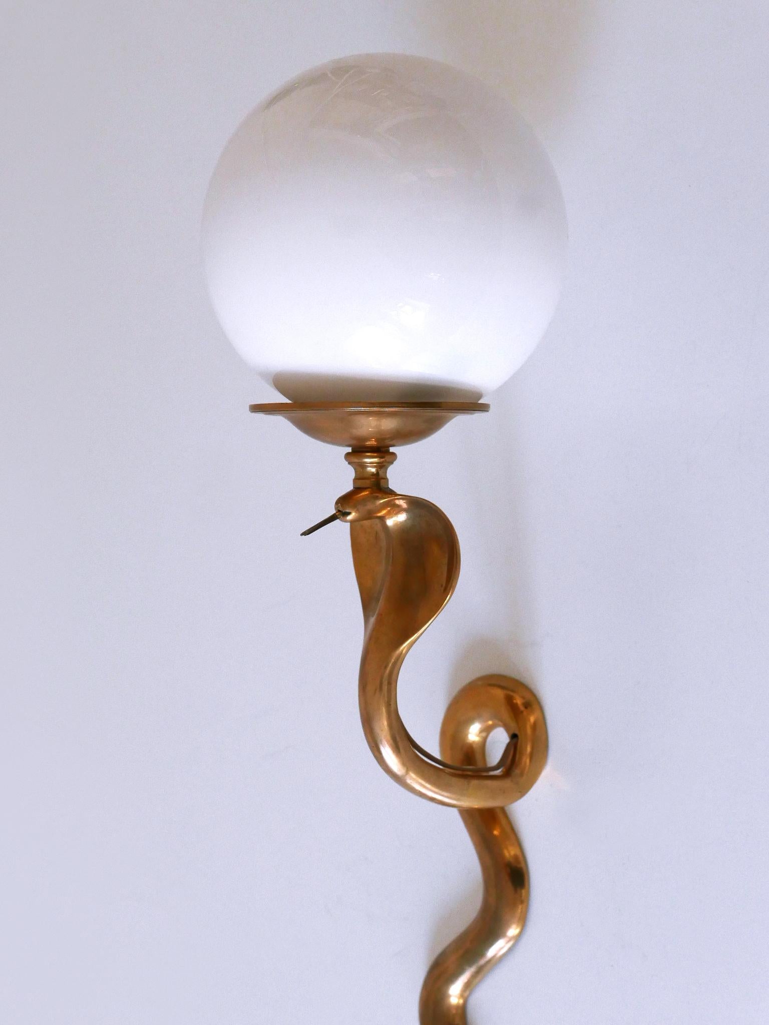 Rare & Decorative Cast Brass Cobra Sconce or Wall Lamp, possibly Maison Jansen For Sale 8