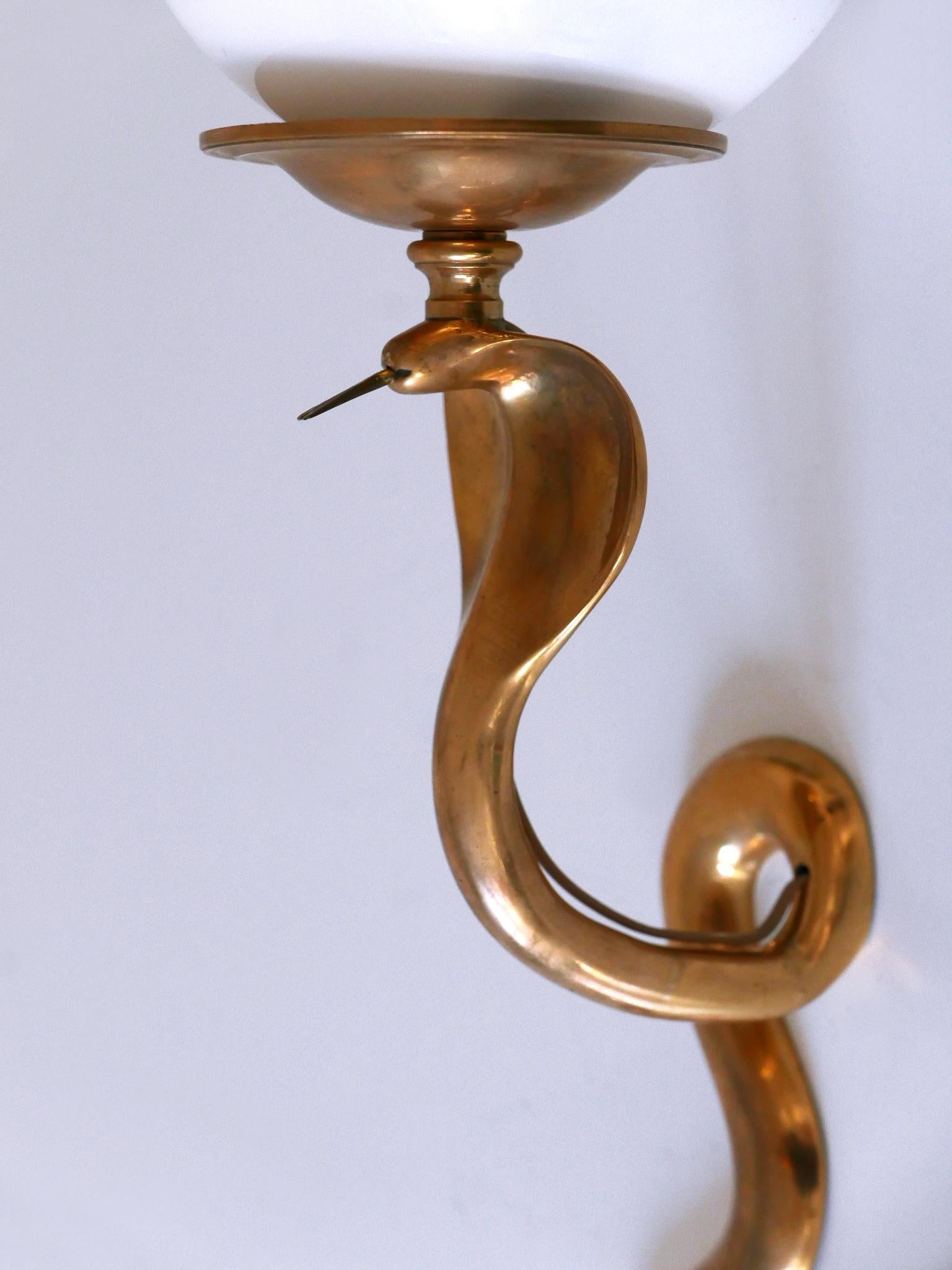 Rare & Decorative Cast Brass Cobra Sconce or Wall Lamp, possibly Maison Jansen For Sale 9