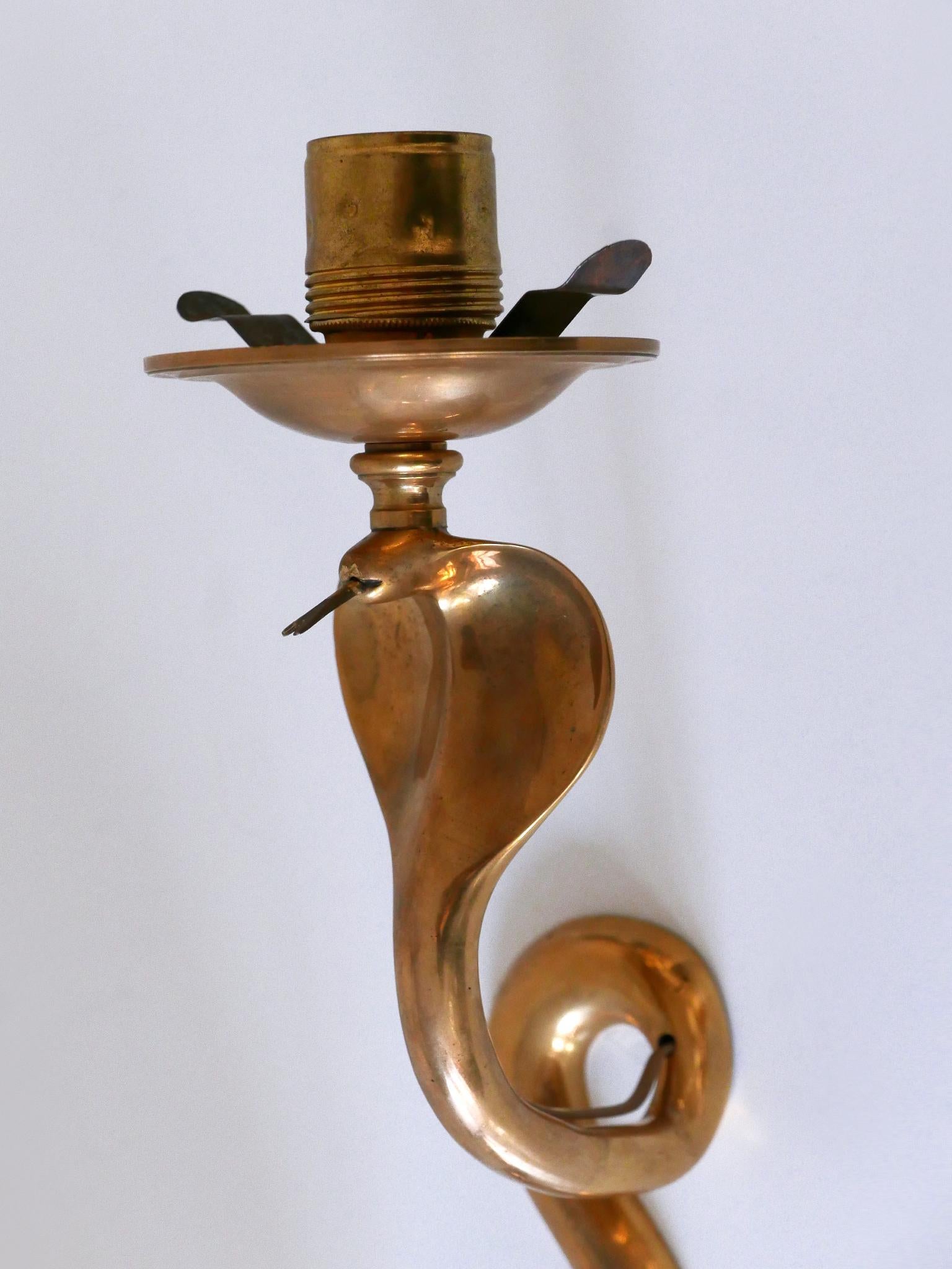 Rare & Decorative Cast Brass Cobra Sconce or Wall Lamp, possibly Maison Jansen For Sale 12