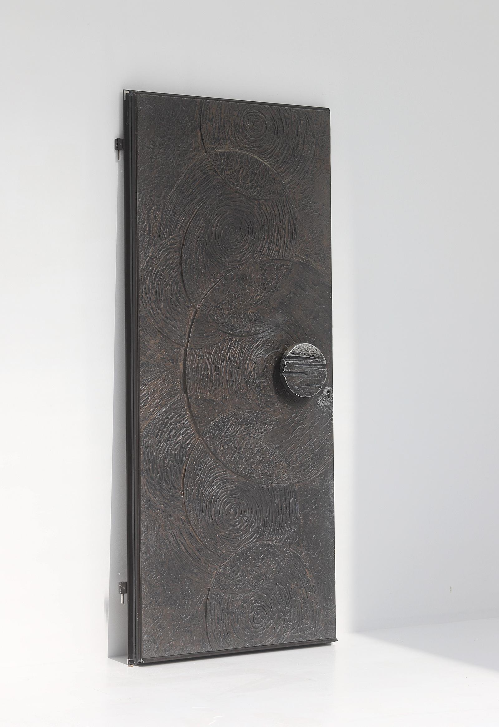 Brutalist Rare Decorative Door with Circled Pattern, 1970s