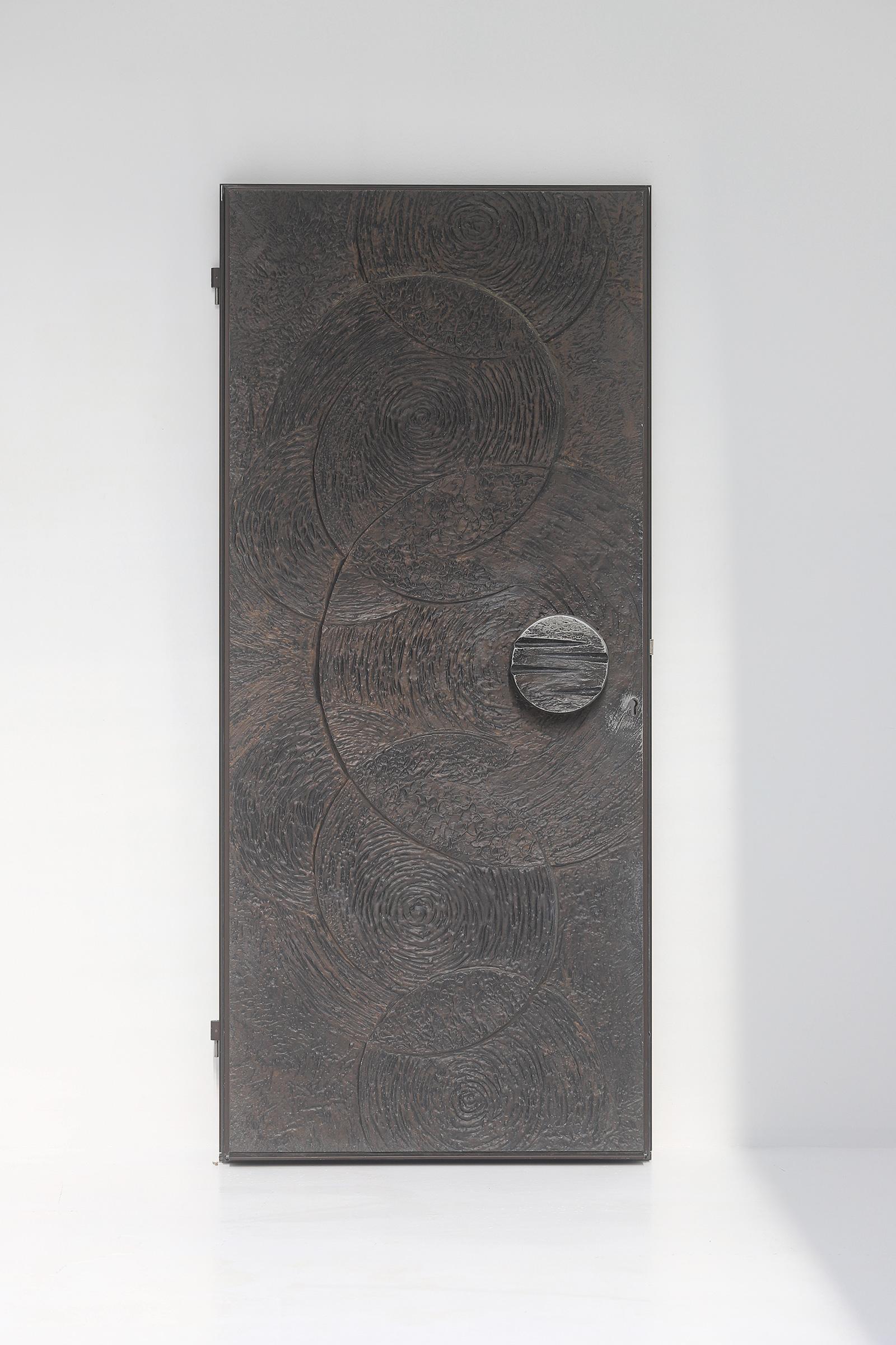 European Rare Decorative Door with Circled Pattern, 1970s