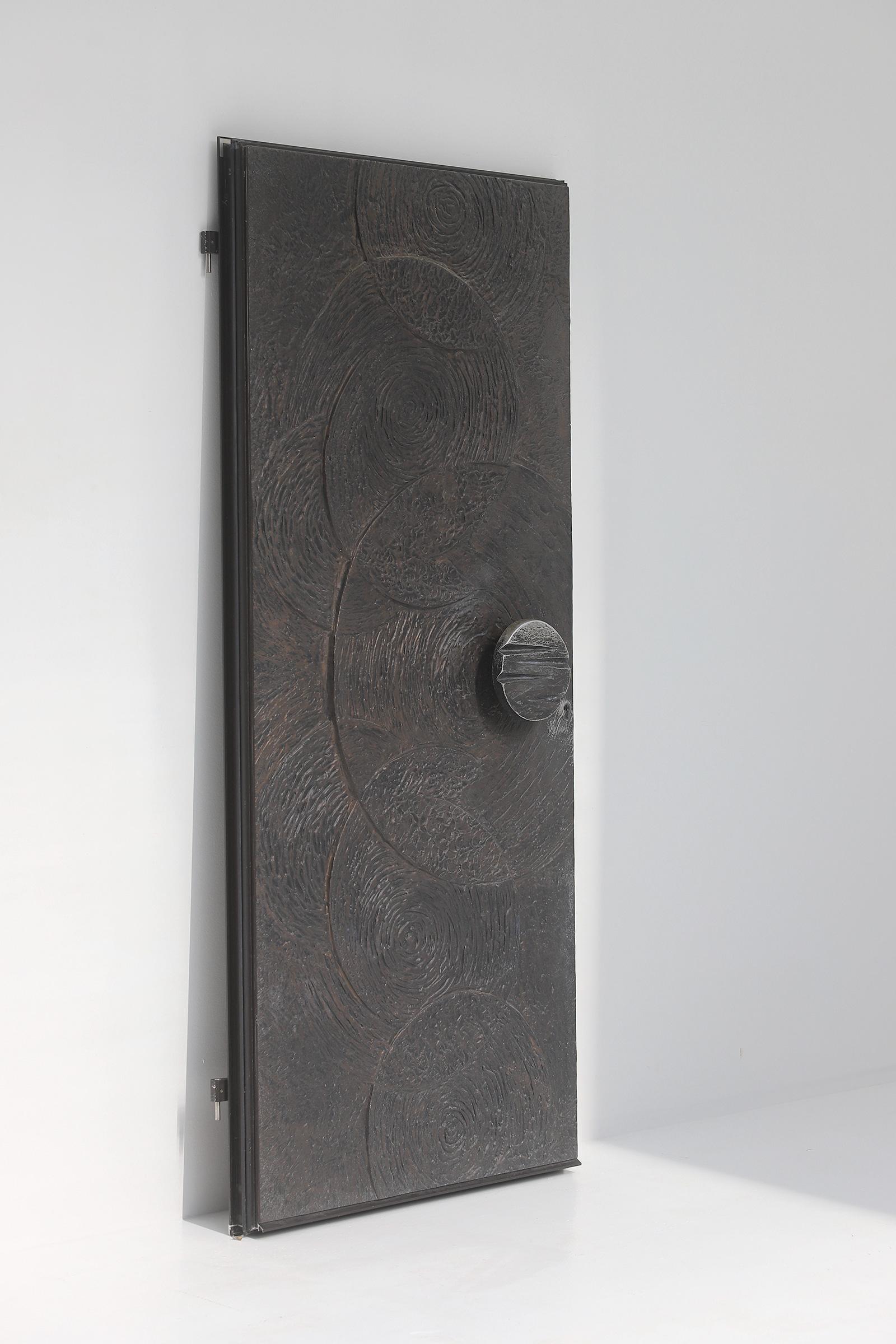 Metal Rare Decorative Door with Circled Pattern, 1970s