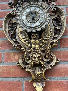 Seltene und dekorative französische antike Bronze-Wandleuchter mit Eulen-Skulptur