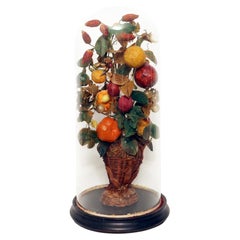 Antique Rare decorative fruit basket made of wax. Italy, first half of the 19th century.