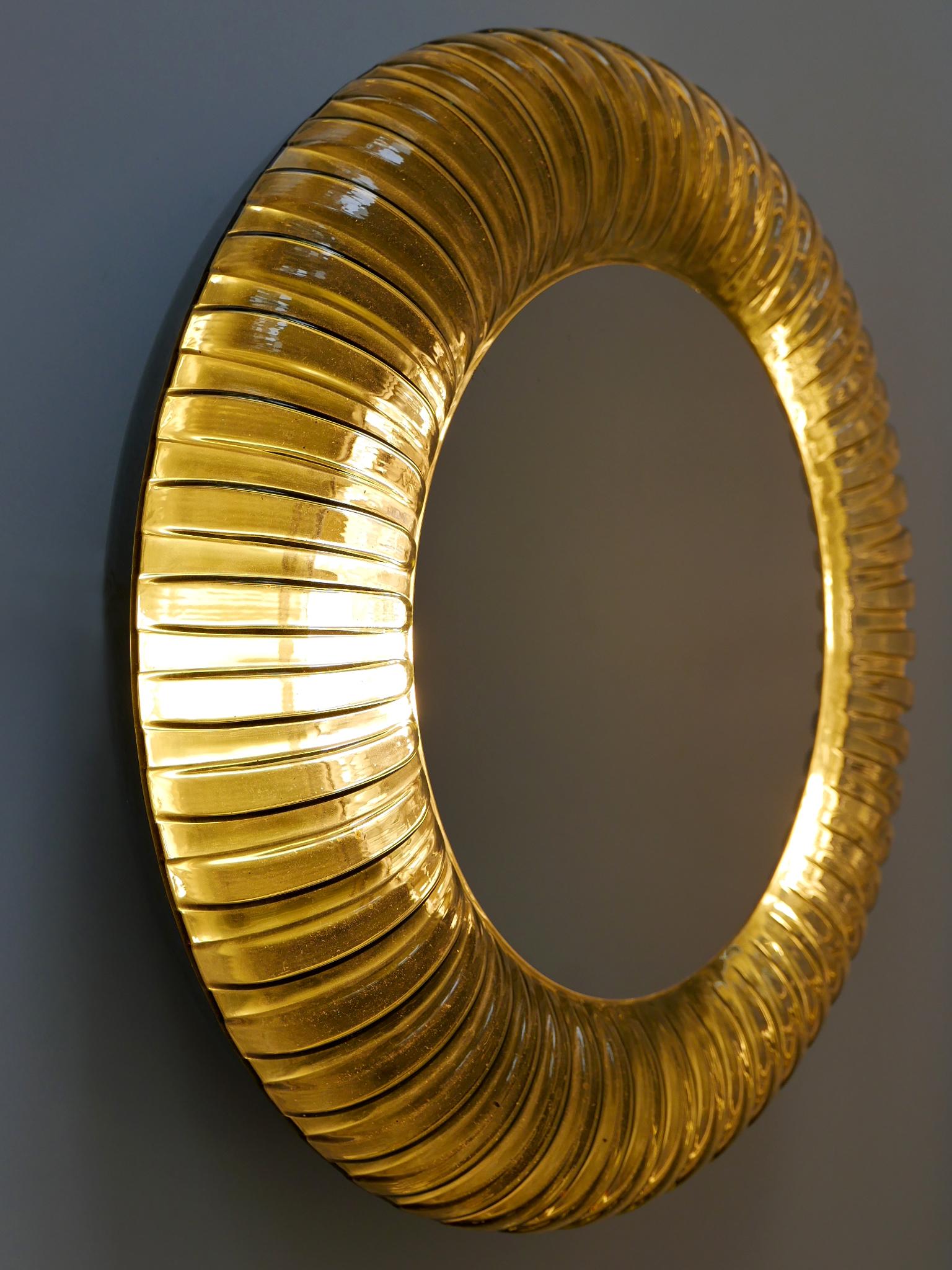 Rare & Decorative Mid Century Modern Glass Backlit Wall Mirror Germany 1960s For Sale 7