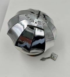 Rare Decorative Vintage Coin Saver Mid century Modern Umbrella Bank Original Box
