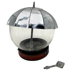 Rare Decorative Vintage Coin Saver Mid century Modern Umbrella Bank Original Box