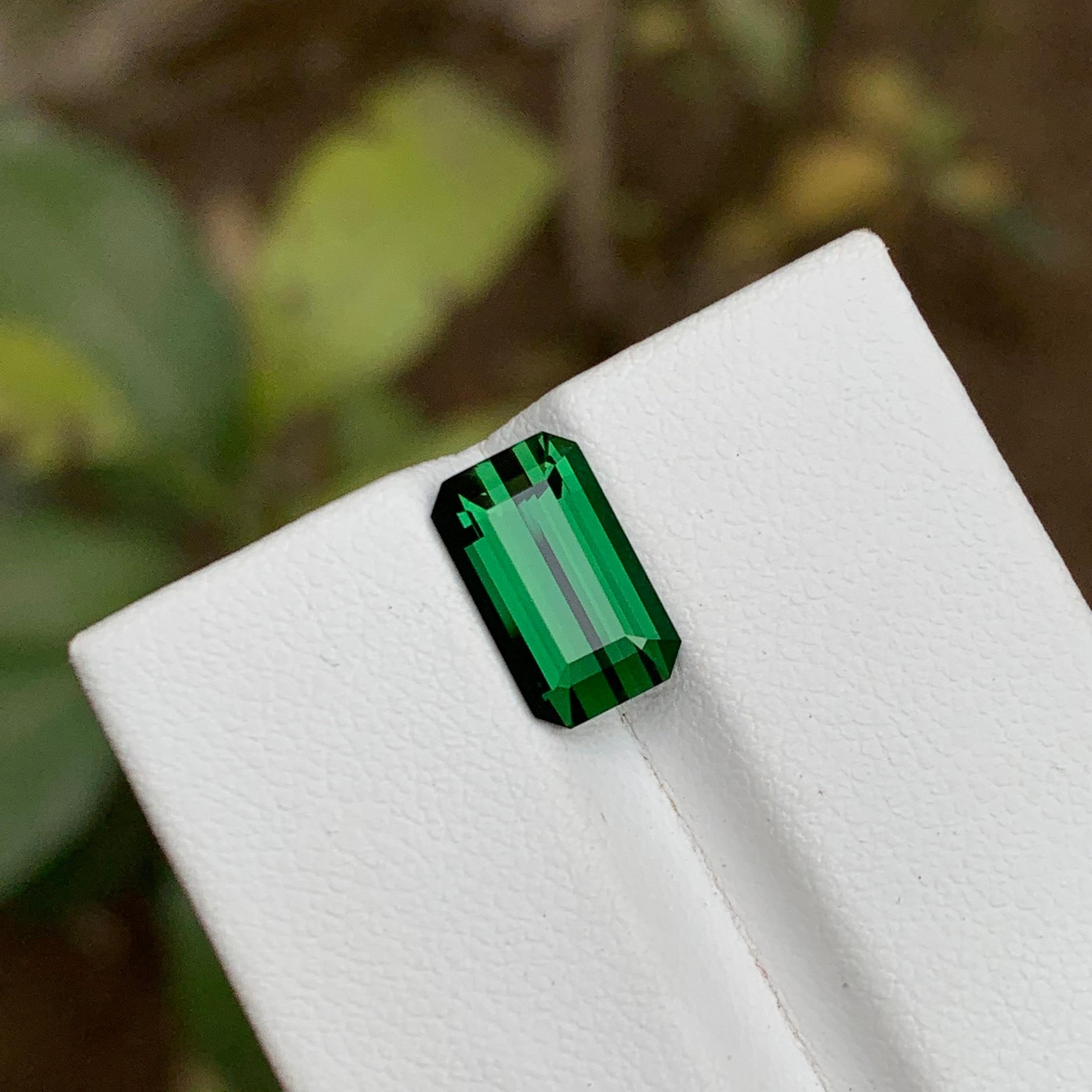 Rare Deep Green Natural Tourmaline Gemstone 2.95 Ct Emerald Cut for Ring/Pendant For Sale 5