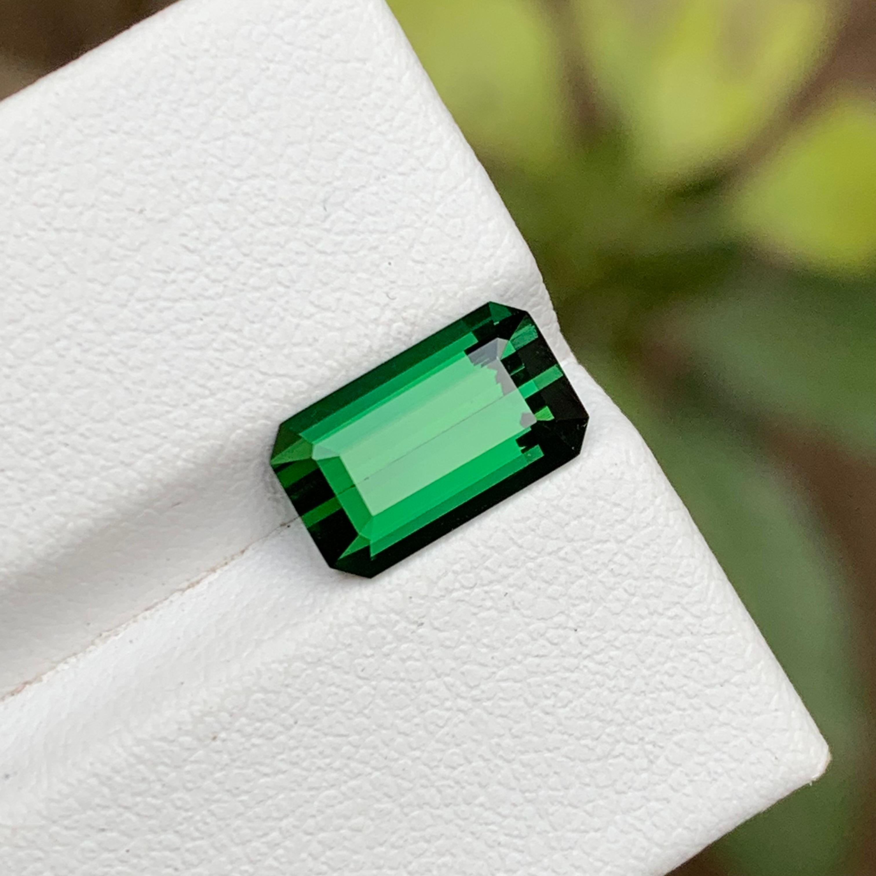 Rare Deep Green Natural Tourmaline Gemstone 2.95 Ct Emerald Cut for Ring/Pendant For Sale 6