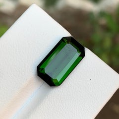 Rare Deep Green Natural Tourmaline Gemstone 6.30 Ct Emerald Cut for Ring Jewelry