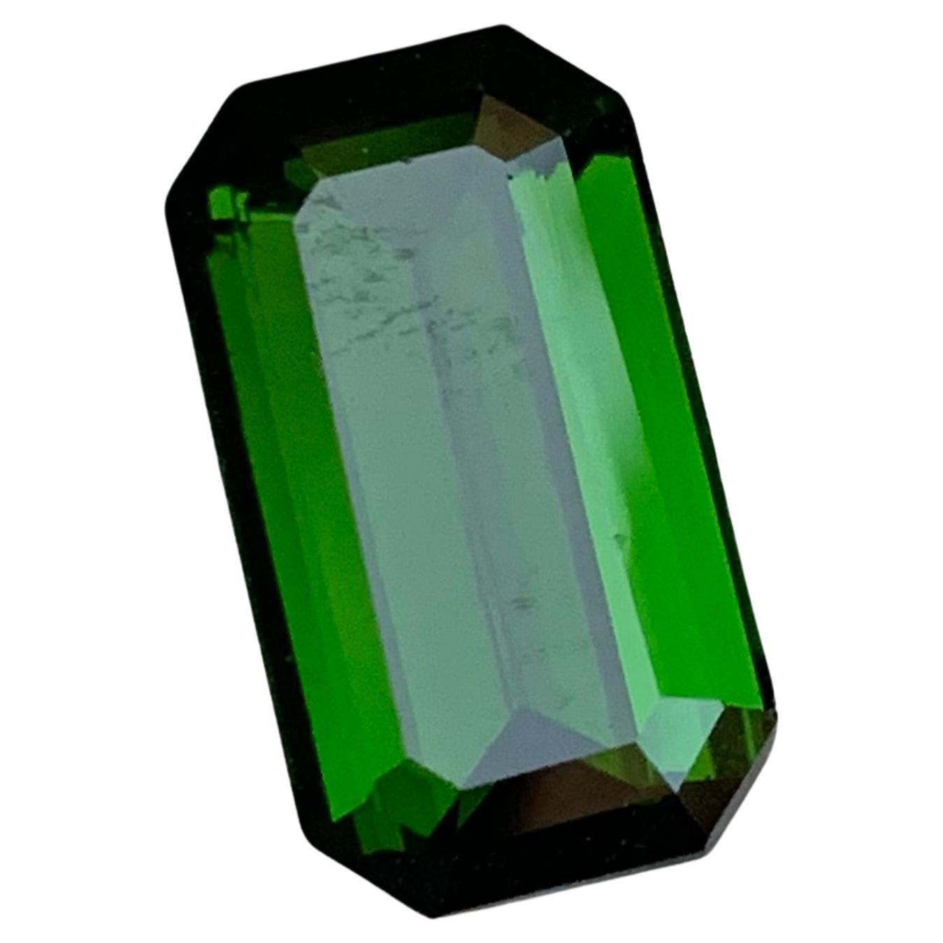 Rare Deep Green Natural Tourmaline Gemstone 6.30 Ct Emerald Cut for Ring Jewelry