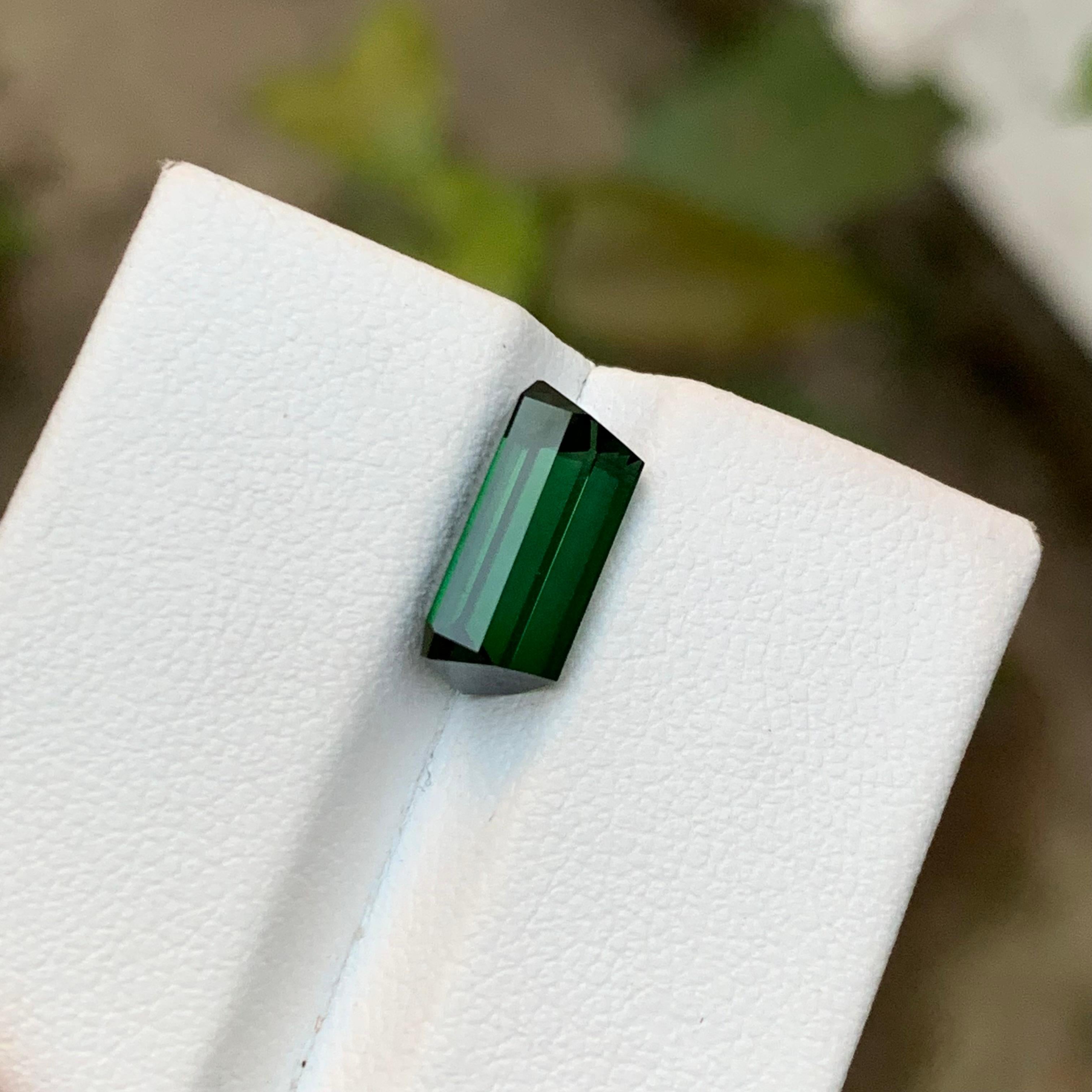 Rare Deep Green Natural Tourmaline Loose Gemstone, 3.75 Ct Emerald Cut for Ring For Sale 5