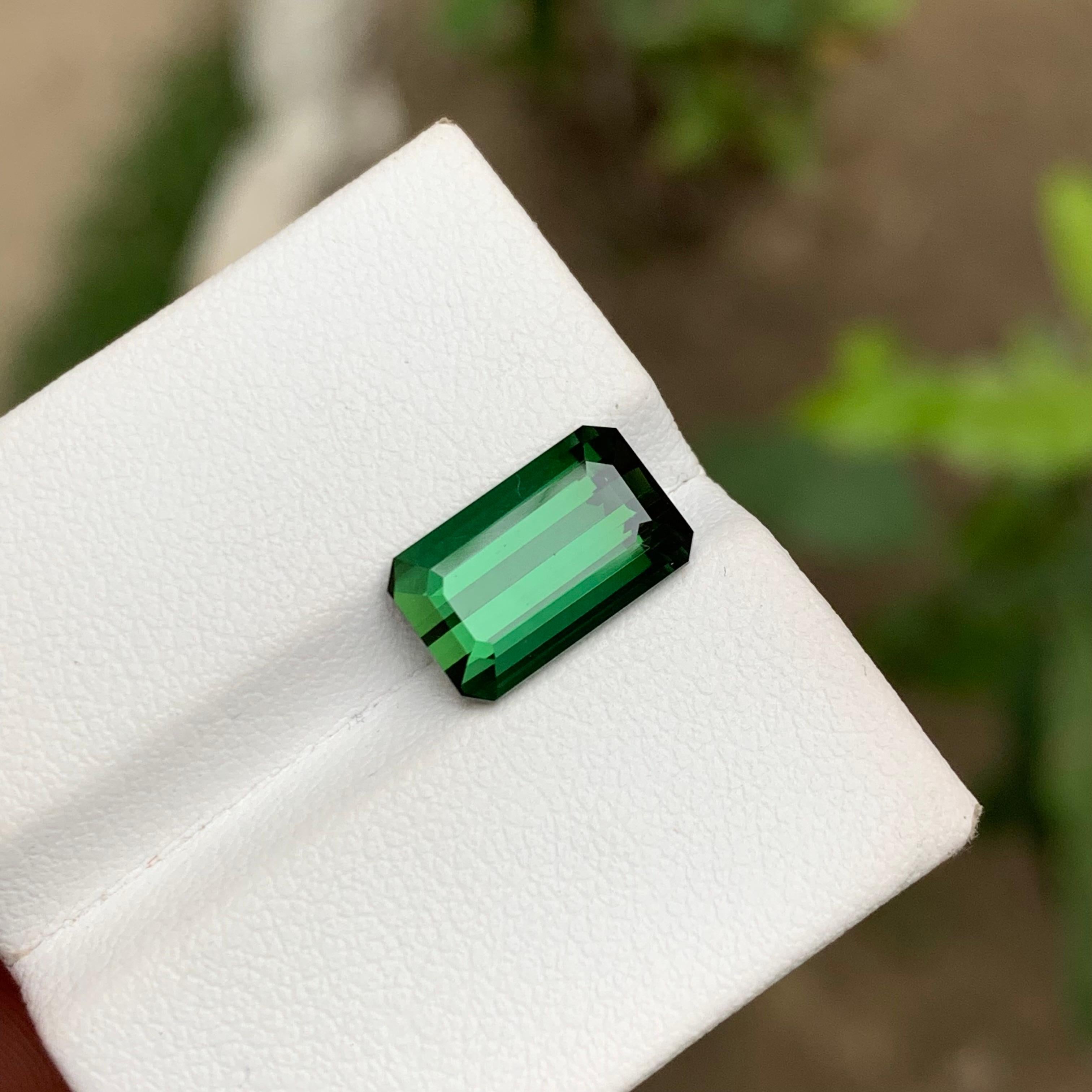 Rare Deep Green Natural Tourmaline Loose Gemstone, 3.75 Ct Emerald Cut for Ring For Sale 6