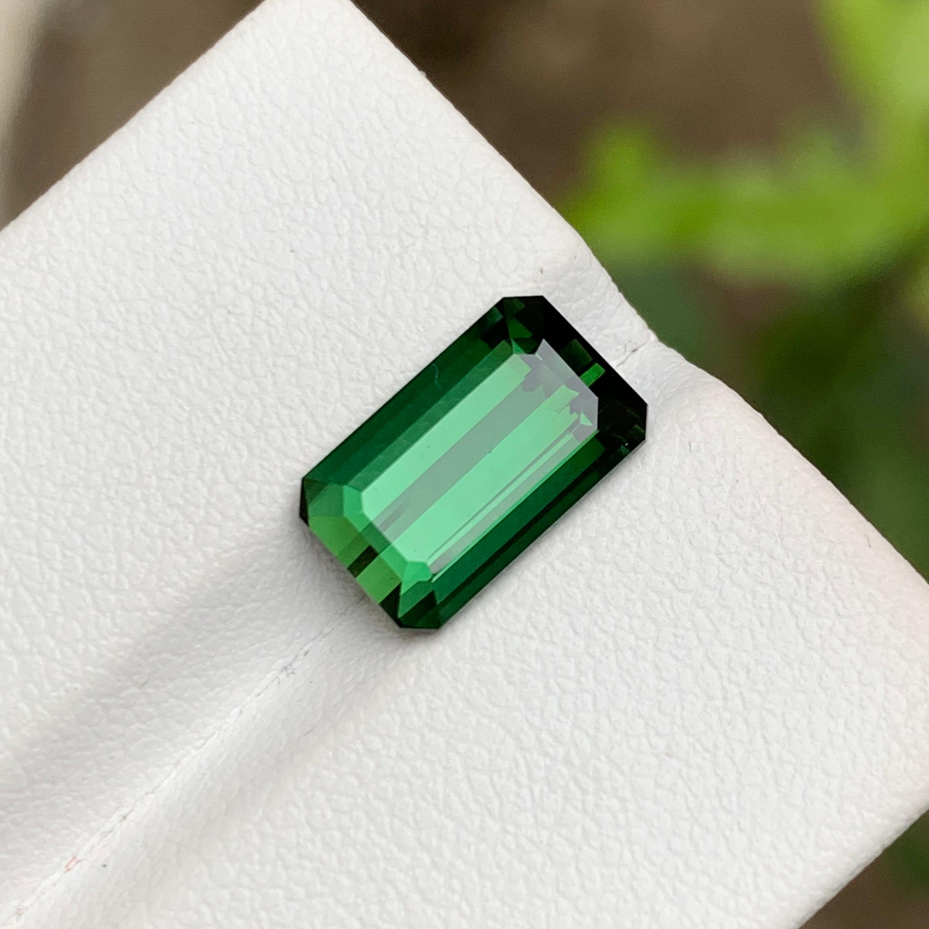 Rare Deep Green Natural Tourmaline Loose Gemstone, 3.75 Ct Emerald Cut for Ring For Sale 7