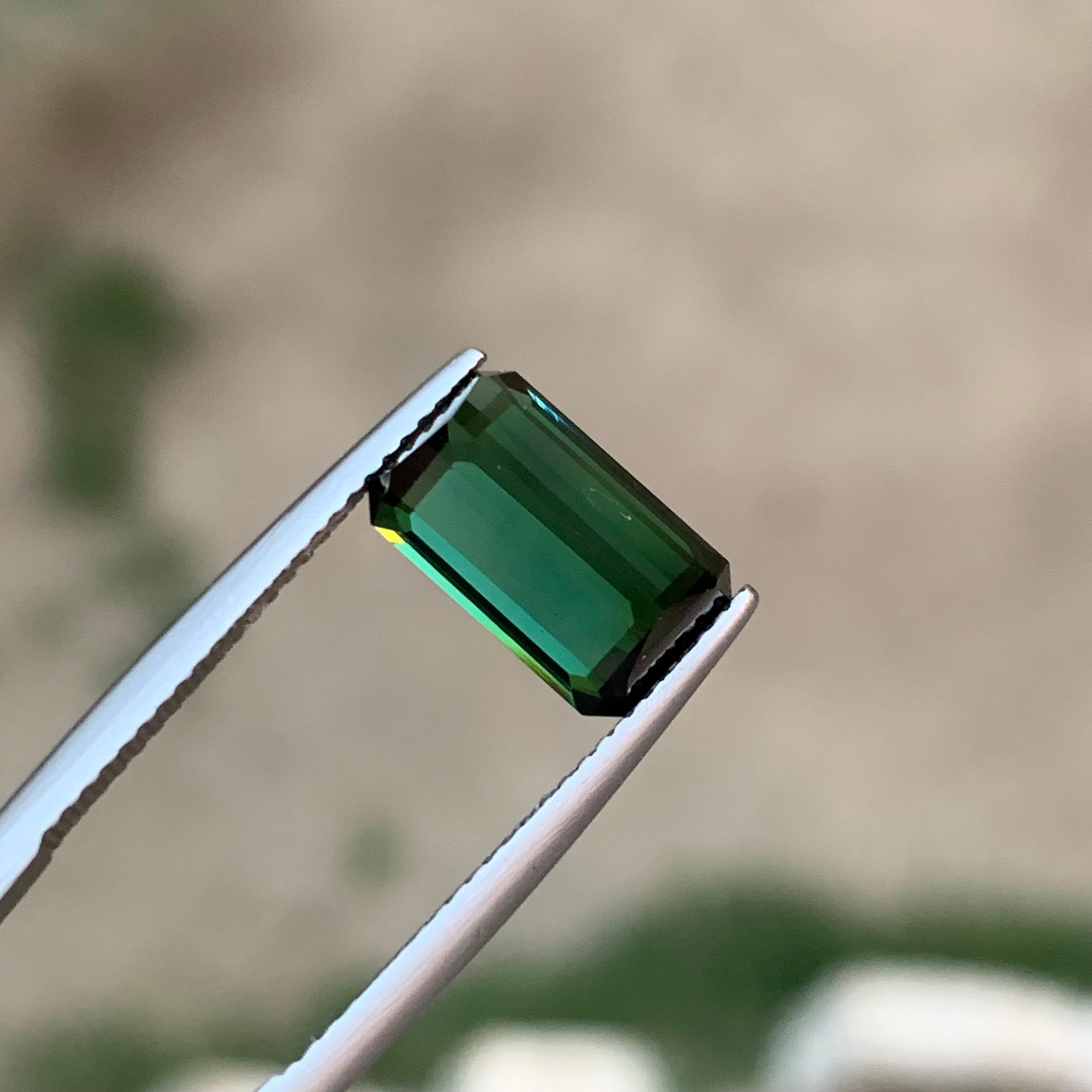 Rare Deep Green Natural Tourmaline Loose Gemstone, 3.75 Ct Emerald Cut for Ring For Sale 1
