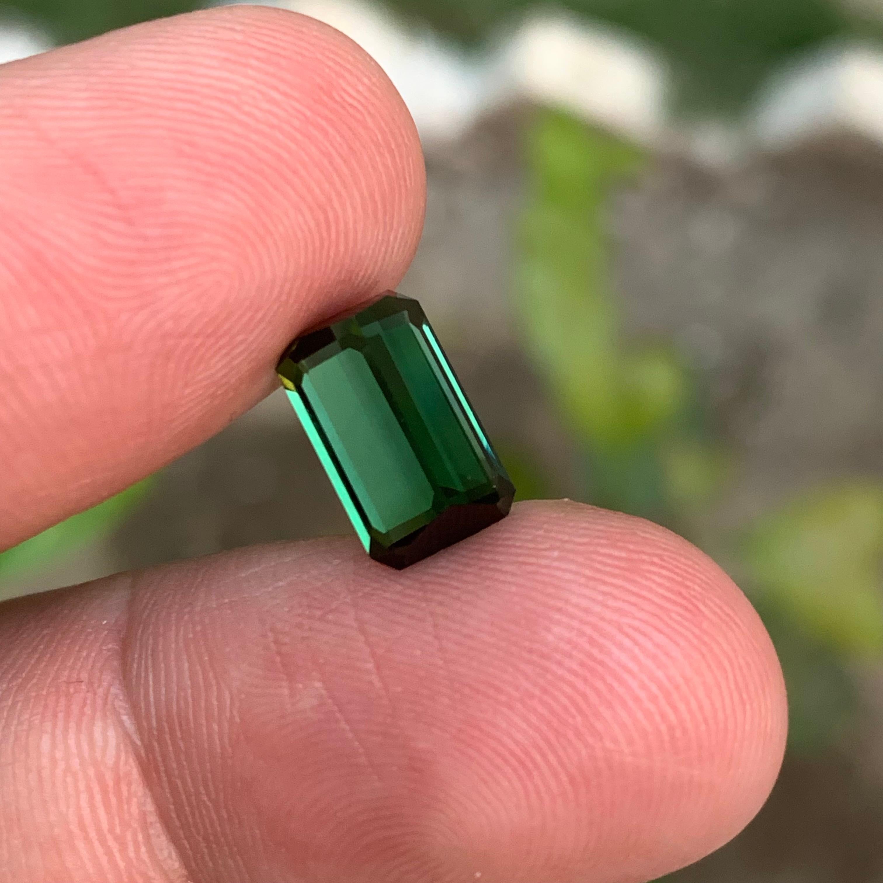 Rare Deep Green Natural Tourmaline Loose Gemstone, 3.75 Ct Emerald Cut for Ring For Sale 3
