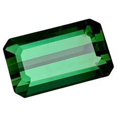 Rare Deep Green Natural Tourmaline Loose Gemstone, 3.75 Ct Emerald Cut for Ring