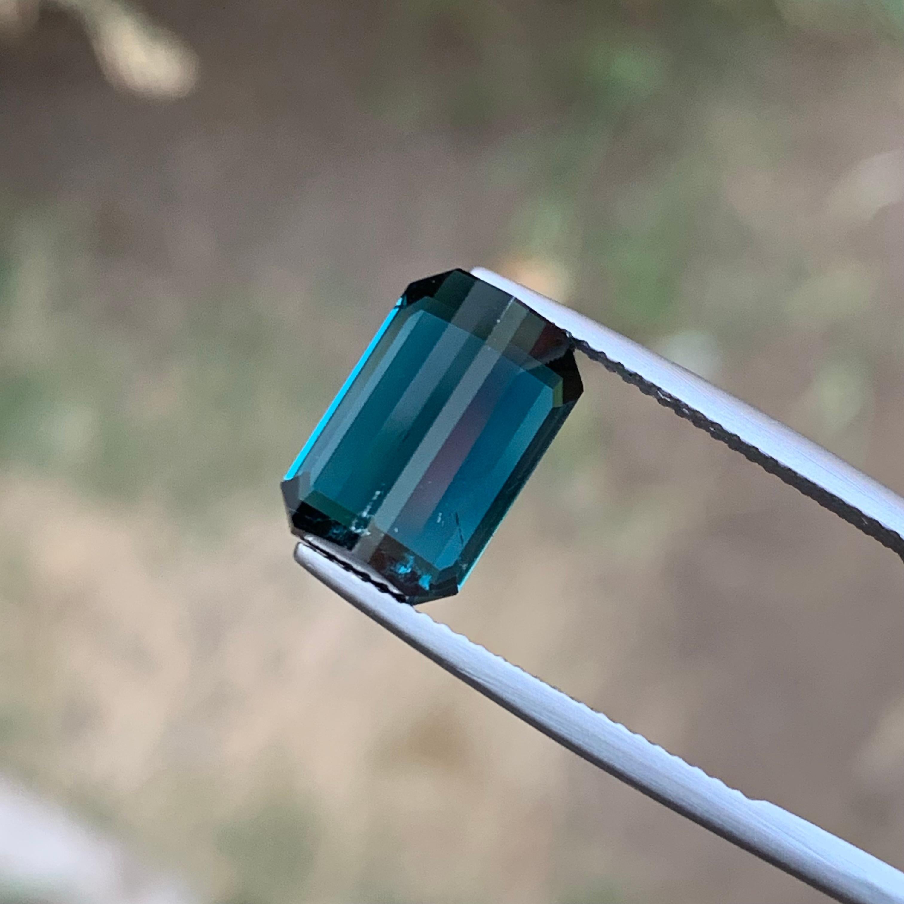 Rare Deep Inky Blue Natural Tourmaline Gemstone, 6.15 Ct Emerald Cut for Ring Af 5