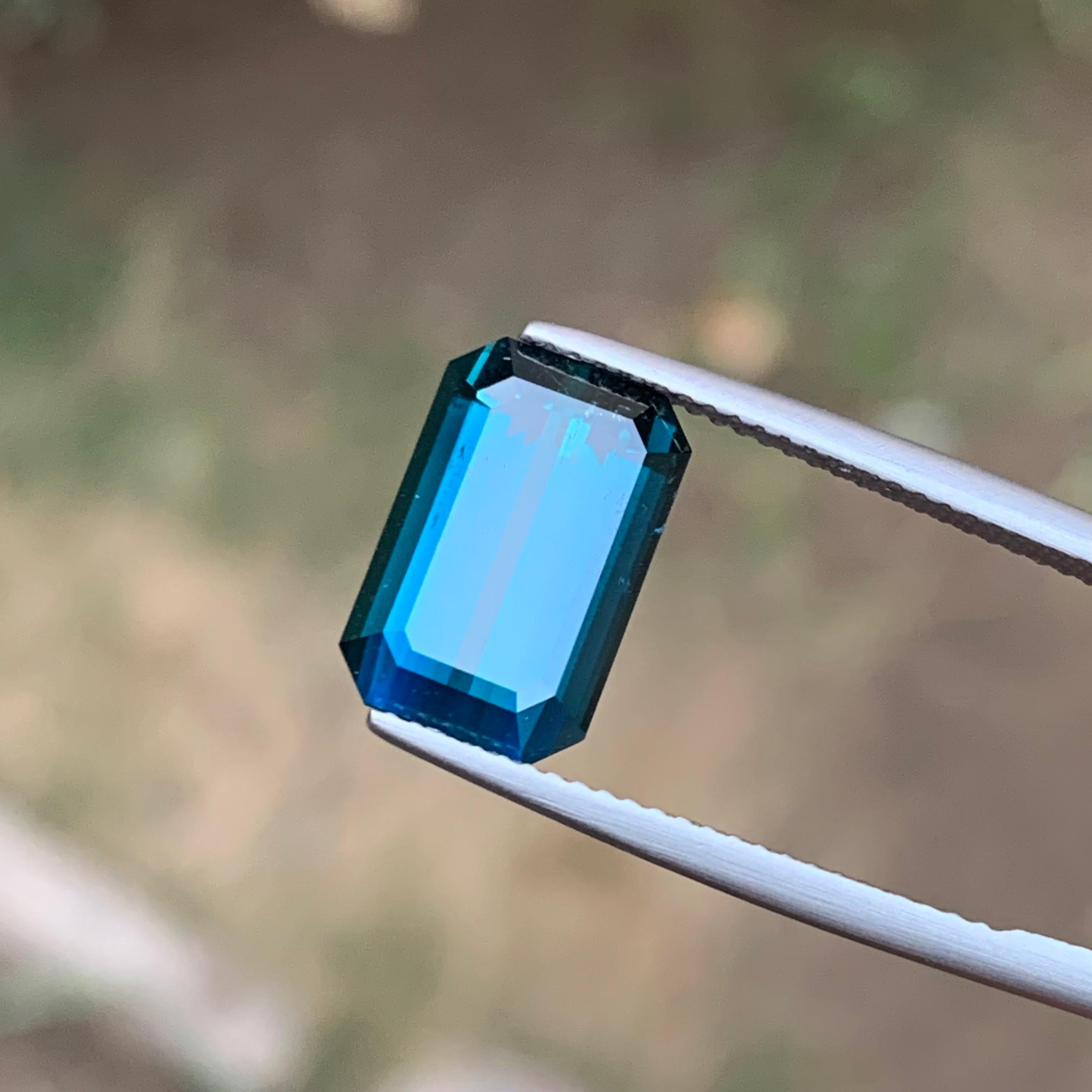 Rare Deep Inky Blue Natural Tourmaline Gemstone, 6.15 Ct Emerald Cut for Ring Af 7