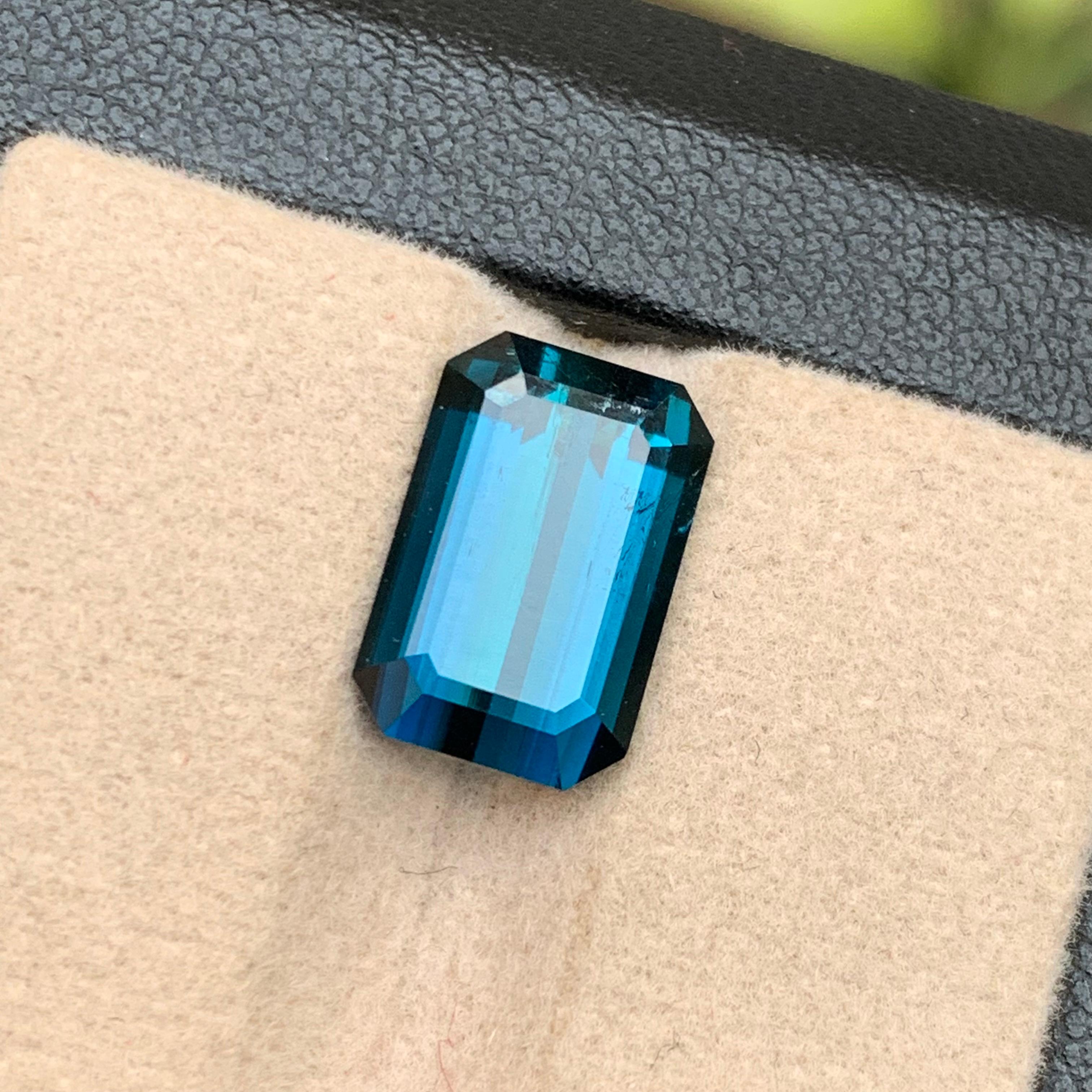 Rare Deep Inky Blue Natural Tourmaline Gemstone, 6.15 Ct Emerald Cut for Ring Af 2