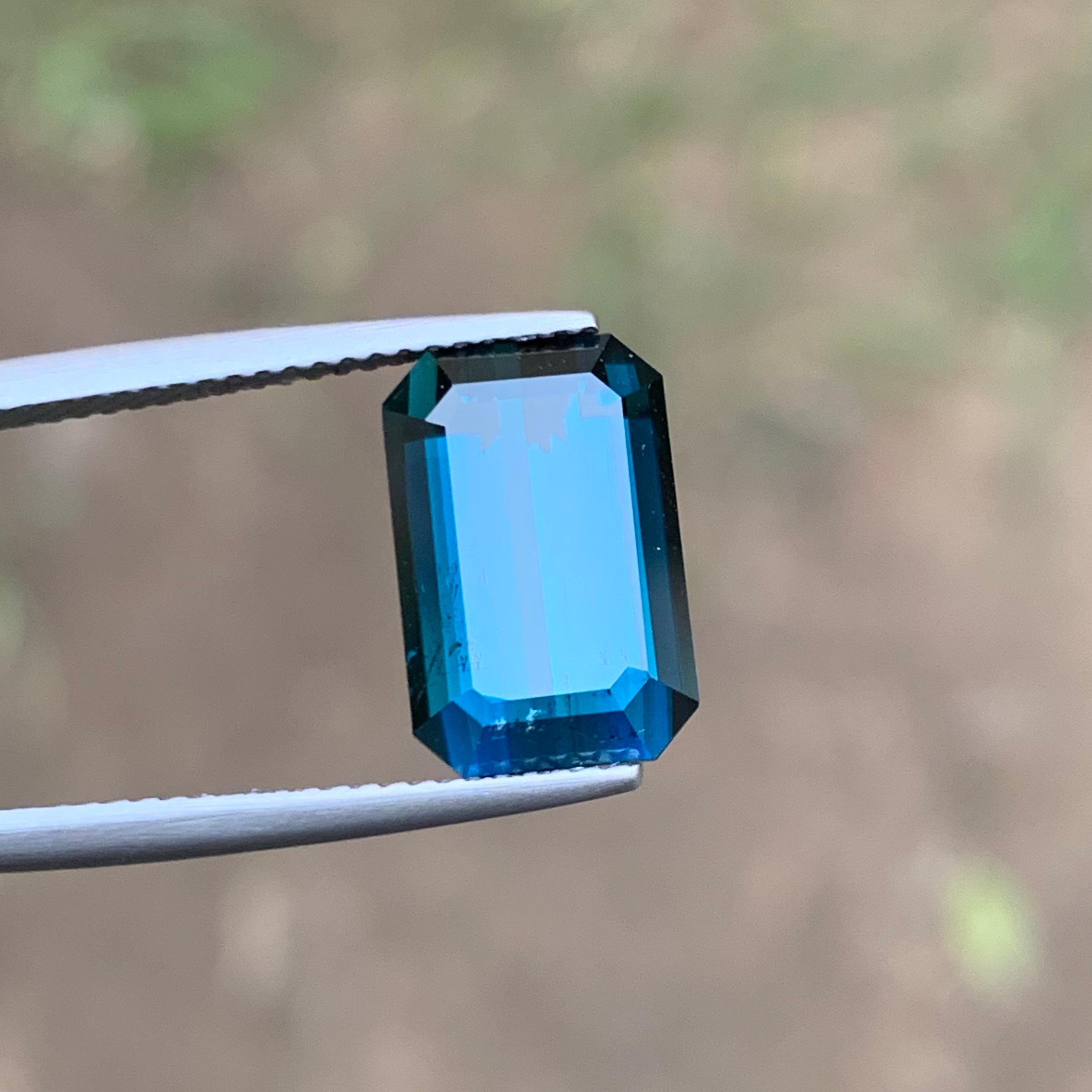 Rare Deep Inky Blue Natural Tourmaline Gemstone, 6.15 Ct Emerald Cut for Ring Af 3