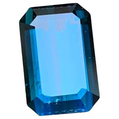 Rare Deep Inky Blue Natural Tourmaline Gemstone, 6.15 Ct Emerald Cut for Ring Af