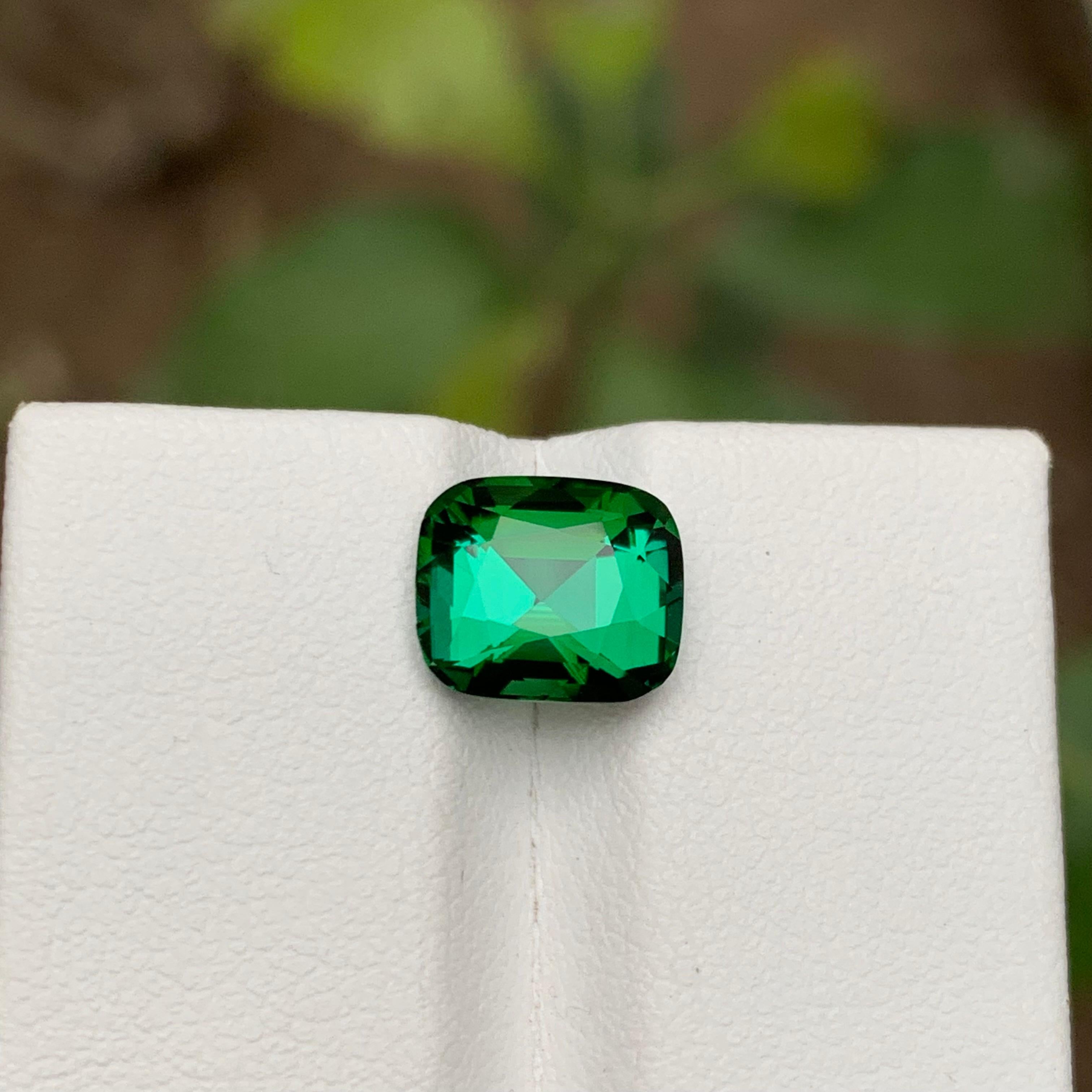 Rare Deep Lagoon Green Natural Tourmaline Gemstone, 2.70 Ct Cushion Cut for Ring For Sale 7