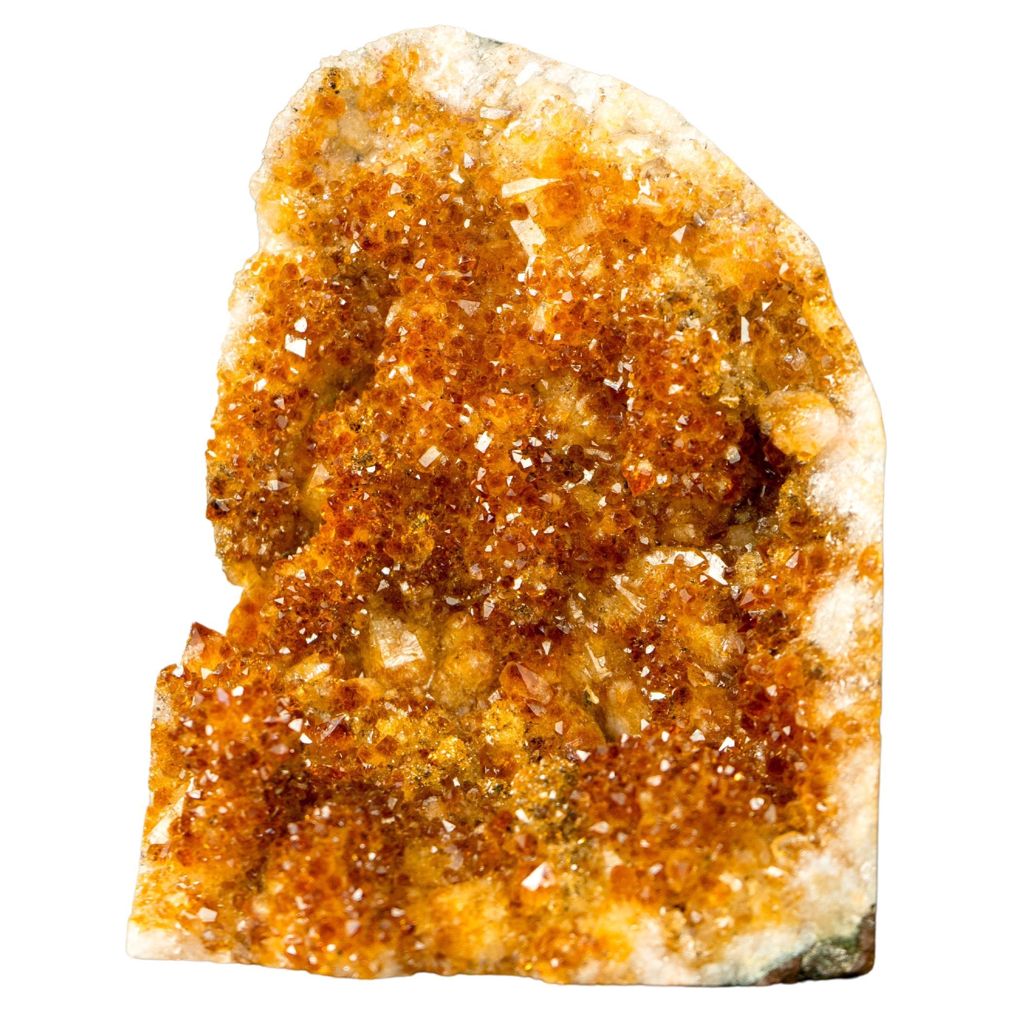 Rare Deep Orange Citrine with Sparkly Orange Madeira Galaxy Druzy and Stalactite For Sale