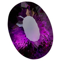 Rare Deep Purple Natural Amethyst Gemstone, 48.50 Carat Concave Cut for Pendant