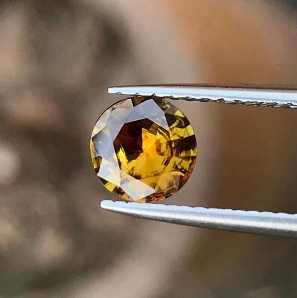 Rare Sphène Naturel Jaune foncé en vrac, 0.75 Ct Rond Brillant pour Bague en vente 4