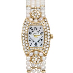 Rare DeLaneau First Lady 18k Gold MOP Dial Pearl Diamond Ladies Watch LFLY6