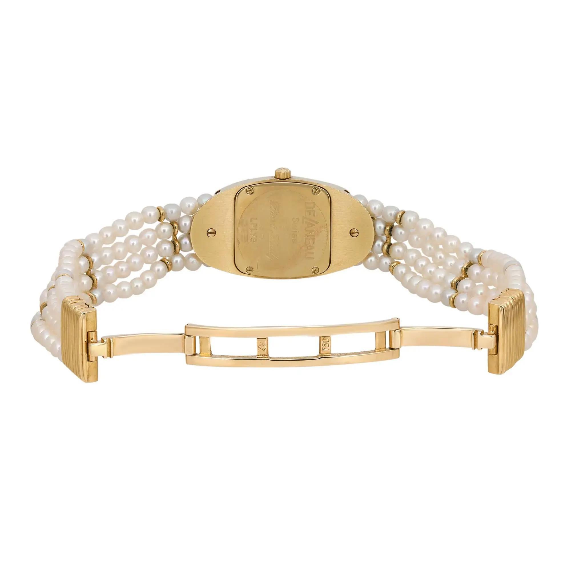 Rare DeLaneau First Lady 18k Gold MOP Dial Pearl Diamond Ladies Watch LFLY6 1