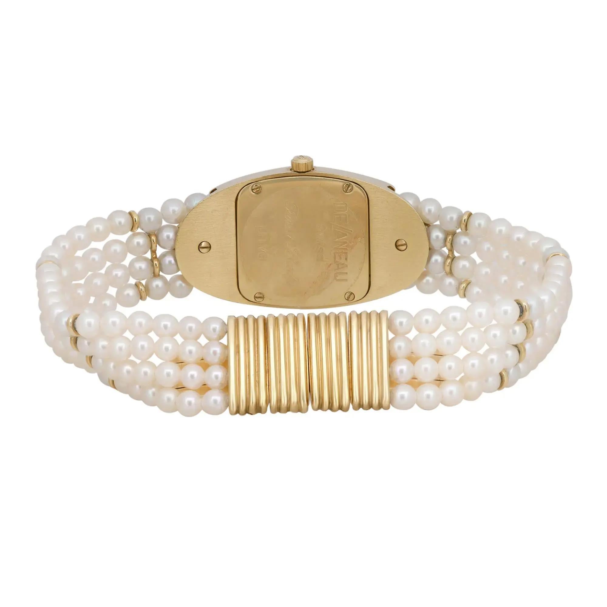 Rare DeLaneau First Lady 18k Gold MOP Dial Pearl Diamond Ladies Watch LFLY6 2