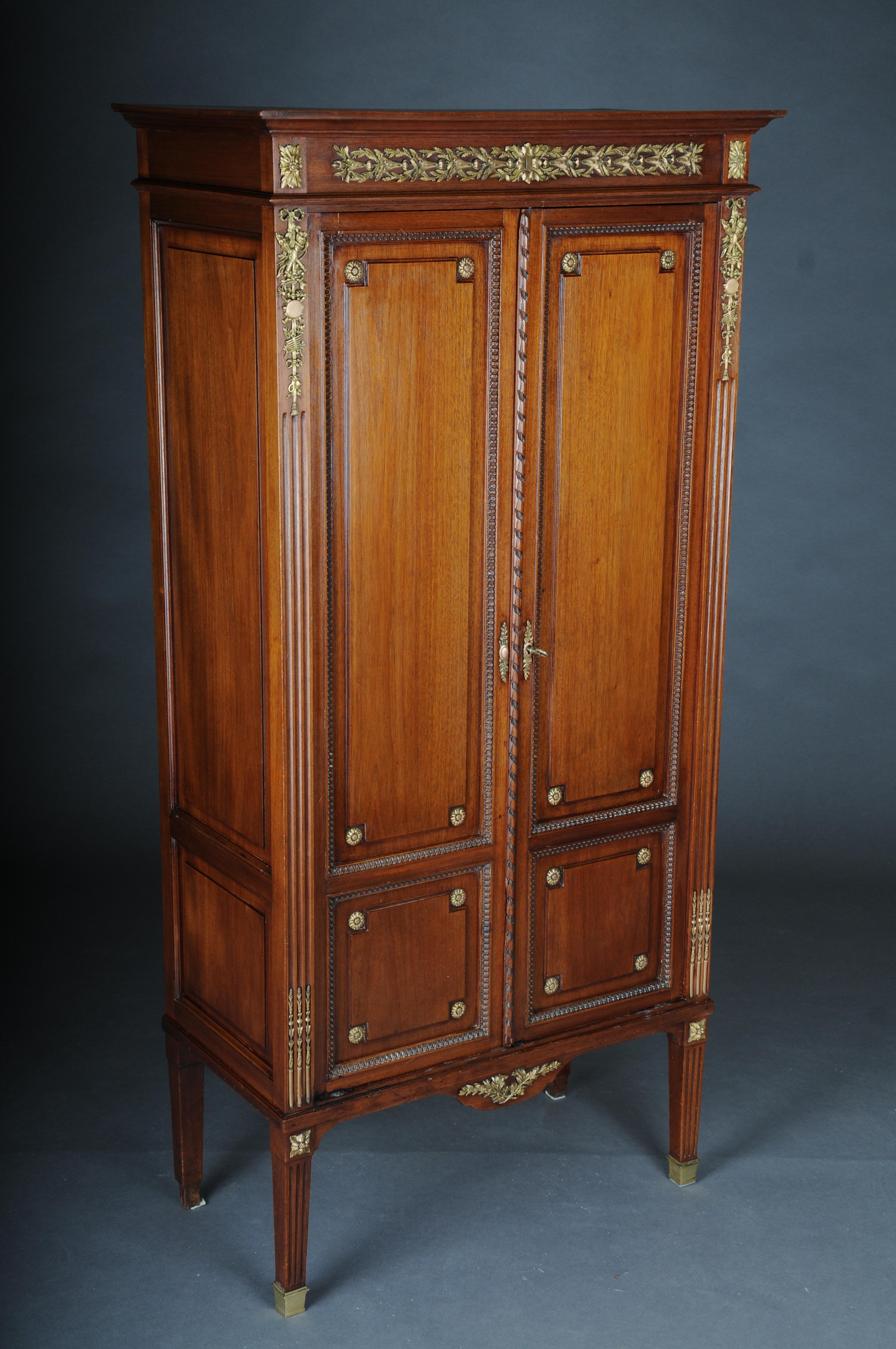 Rare delicate mahogany music cabinet around 1880, Louis XVI For Sale 7