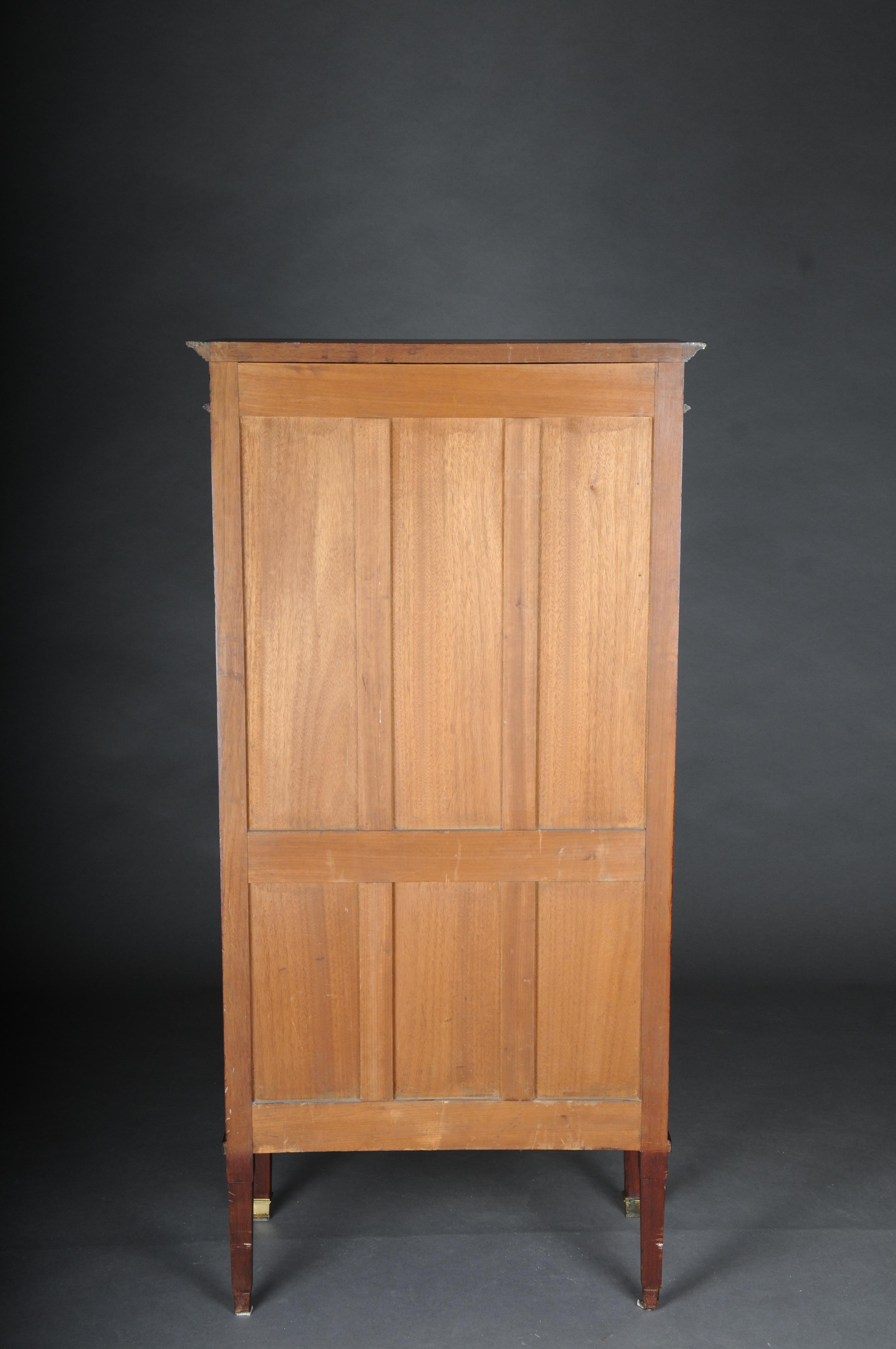 Rare delicate mahogany music cabinet around 1880, Louis XVI For Sale 9