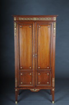 Rare delicate mahogany music cabinet around 1880, Louis XVI
