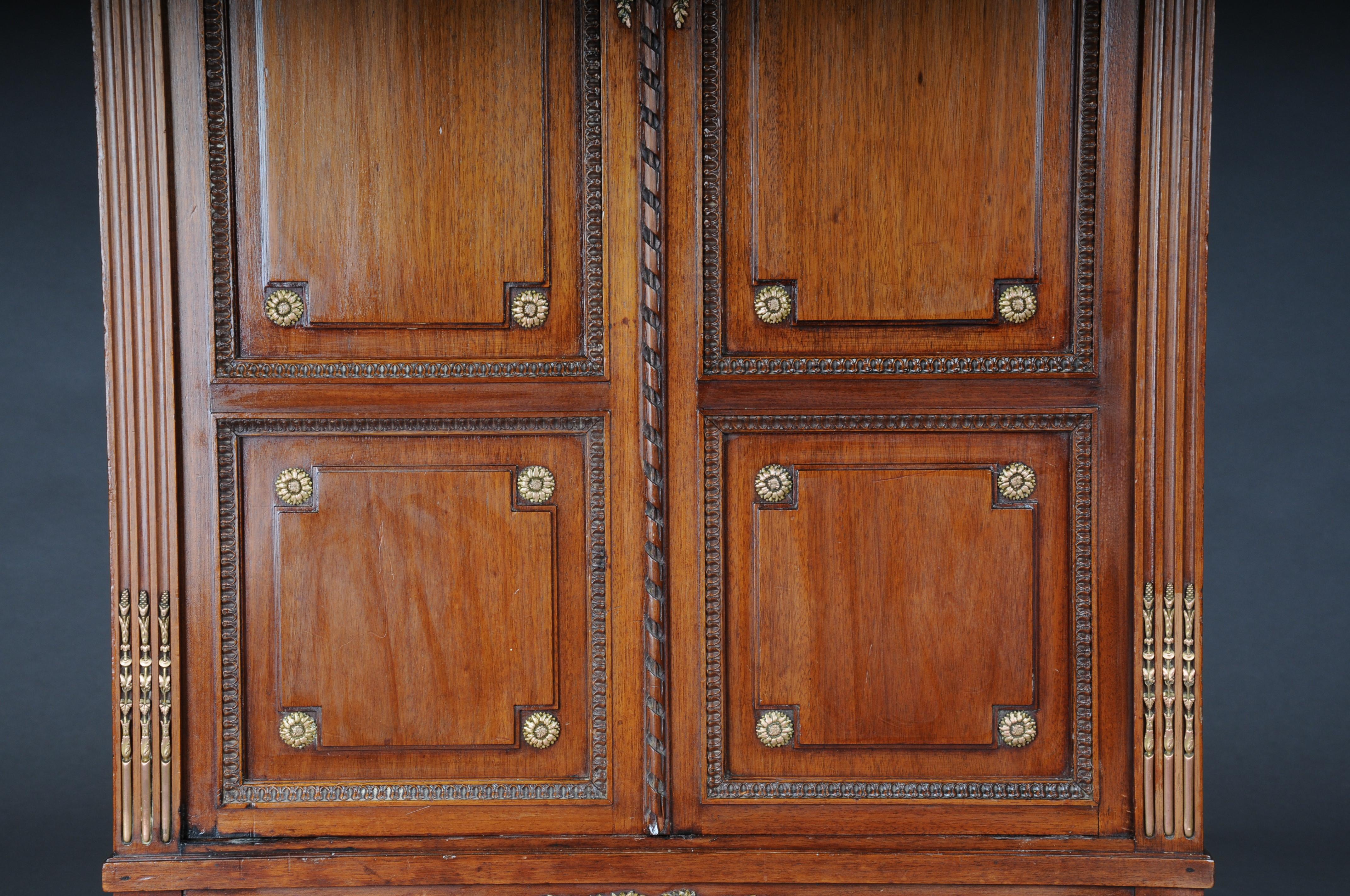 Gilt Rare delicate mahogany music cabinet around 1880, Louis XVI For Sale