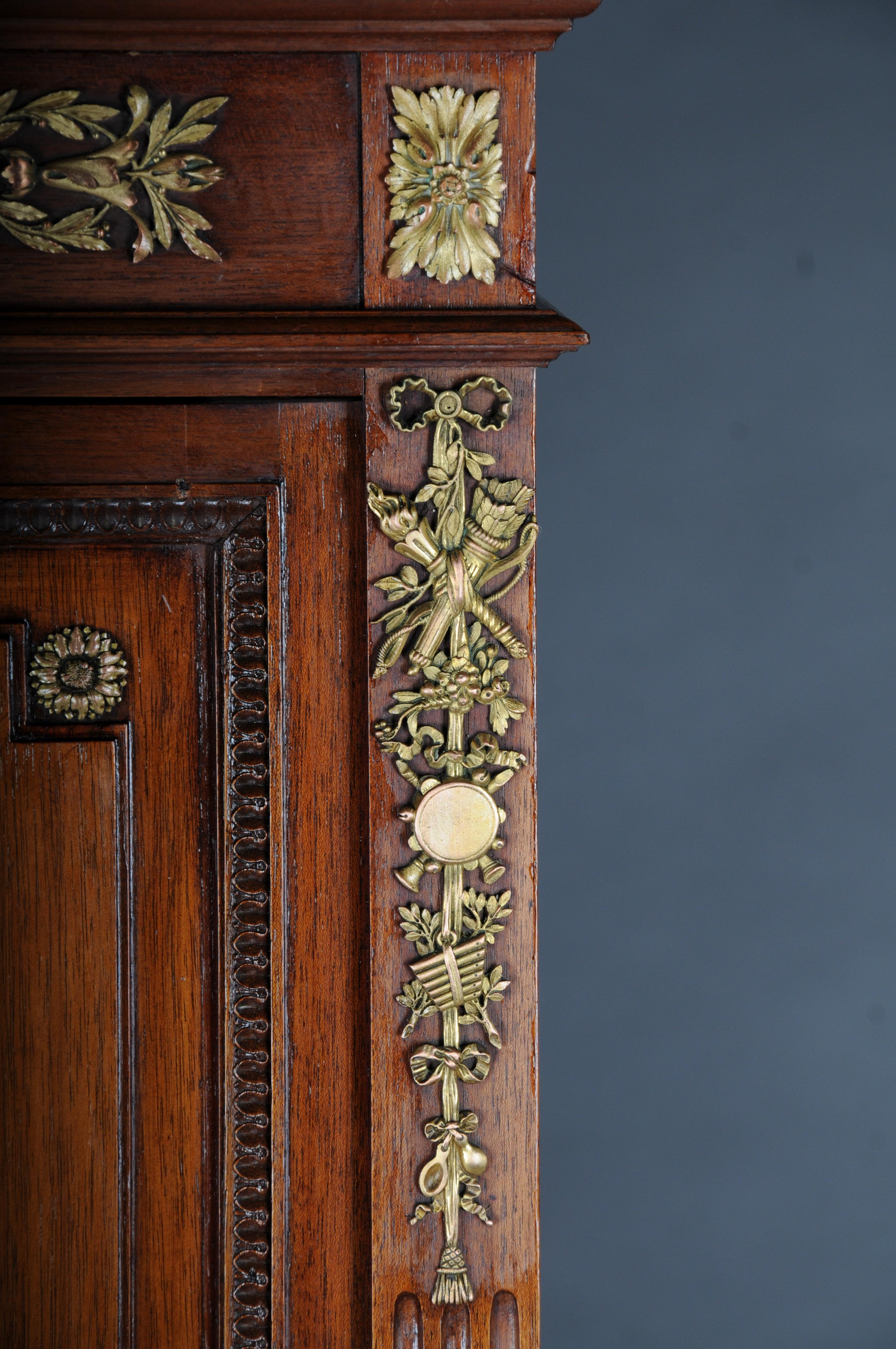 Bronze Rare delicate mahogany music cabinet around 1880, Louis XVI For Sale