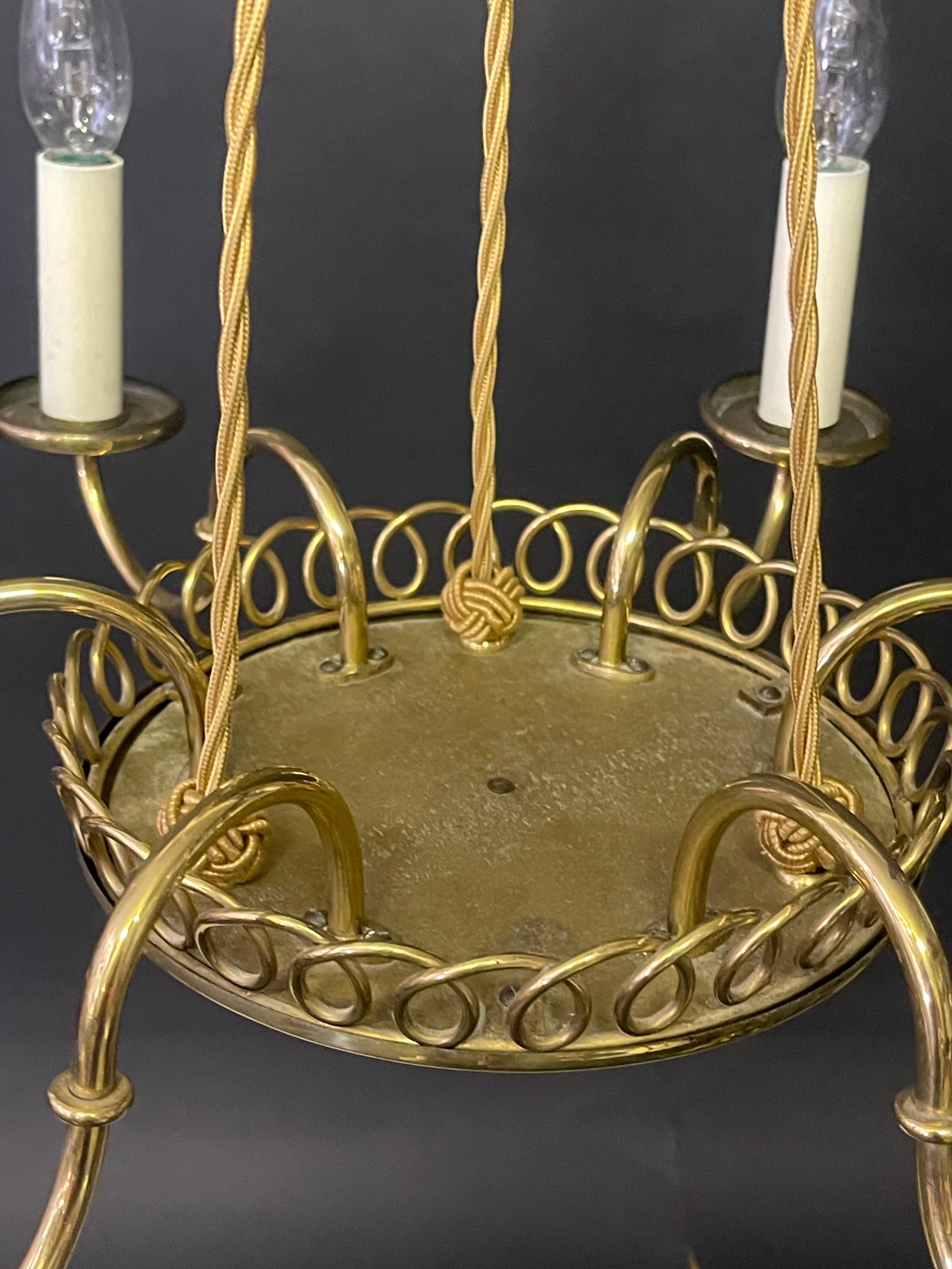Mid-20th Century  Delicate Polished Brass Chandelier by Josef Frank, 1950s (restored) For Sale