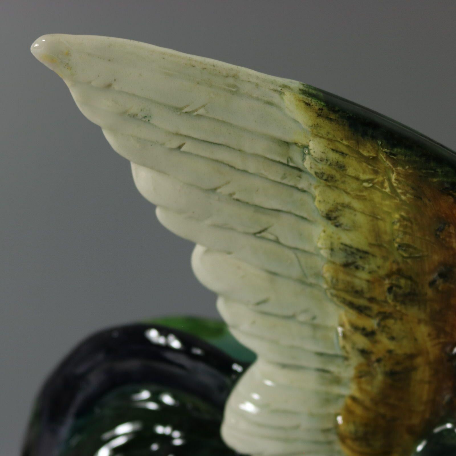 Rare Delphin Massier Majolica Crowing Rooster Figural Vase For Sale 11