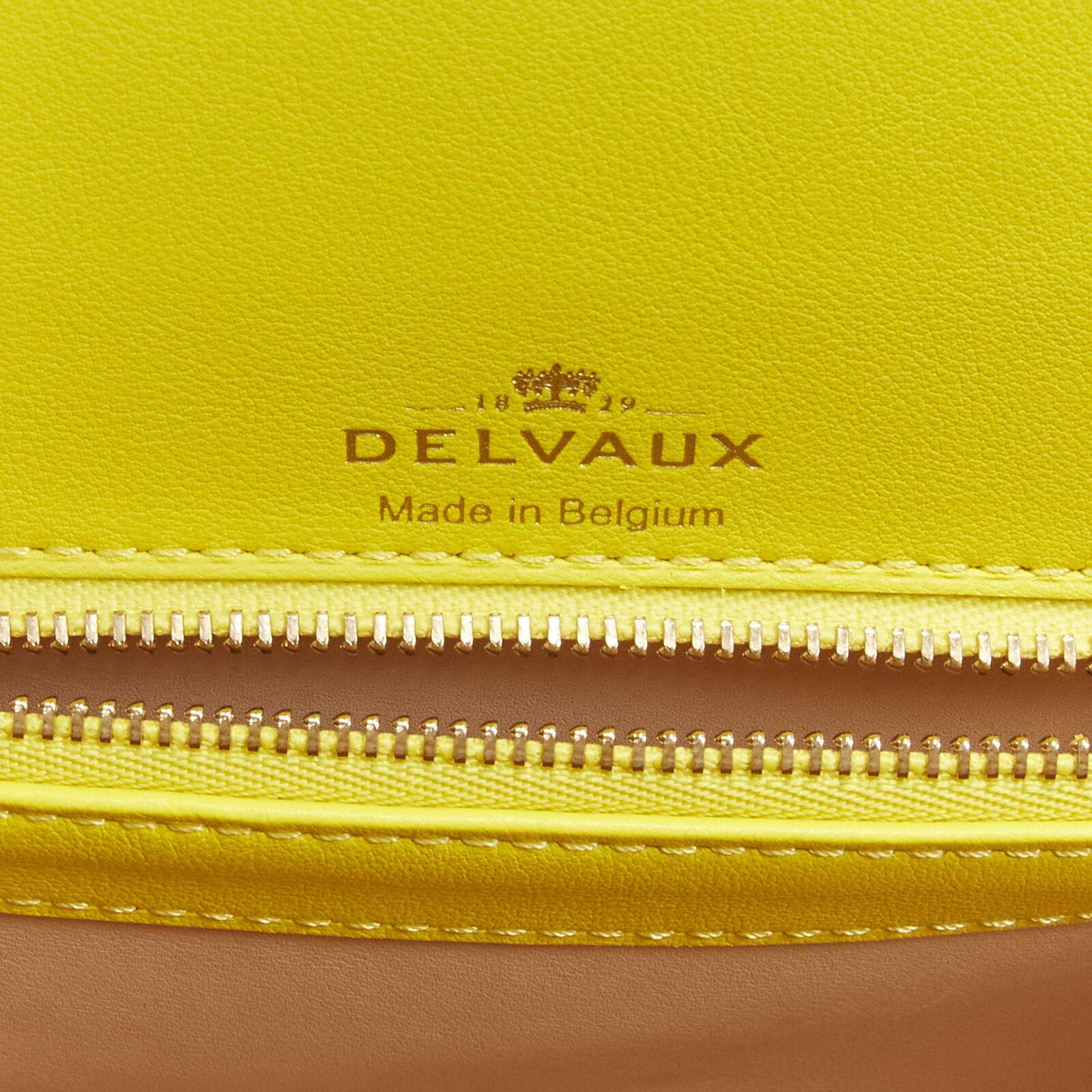 rare DELVAUX Brilliant E/W PM Sunshine Citron yellow croc crossbody satchel bag For Sale 7