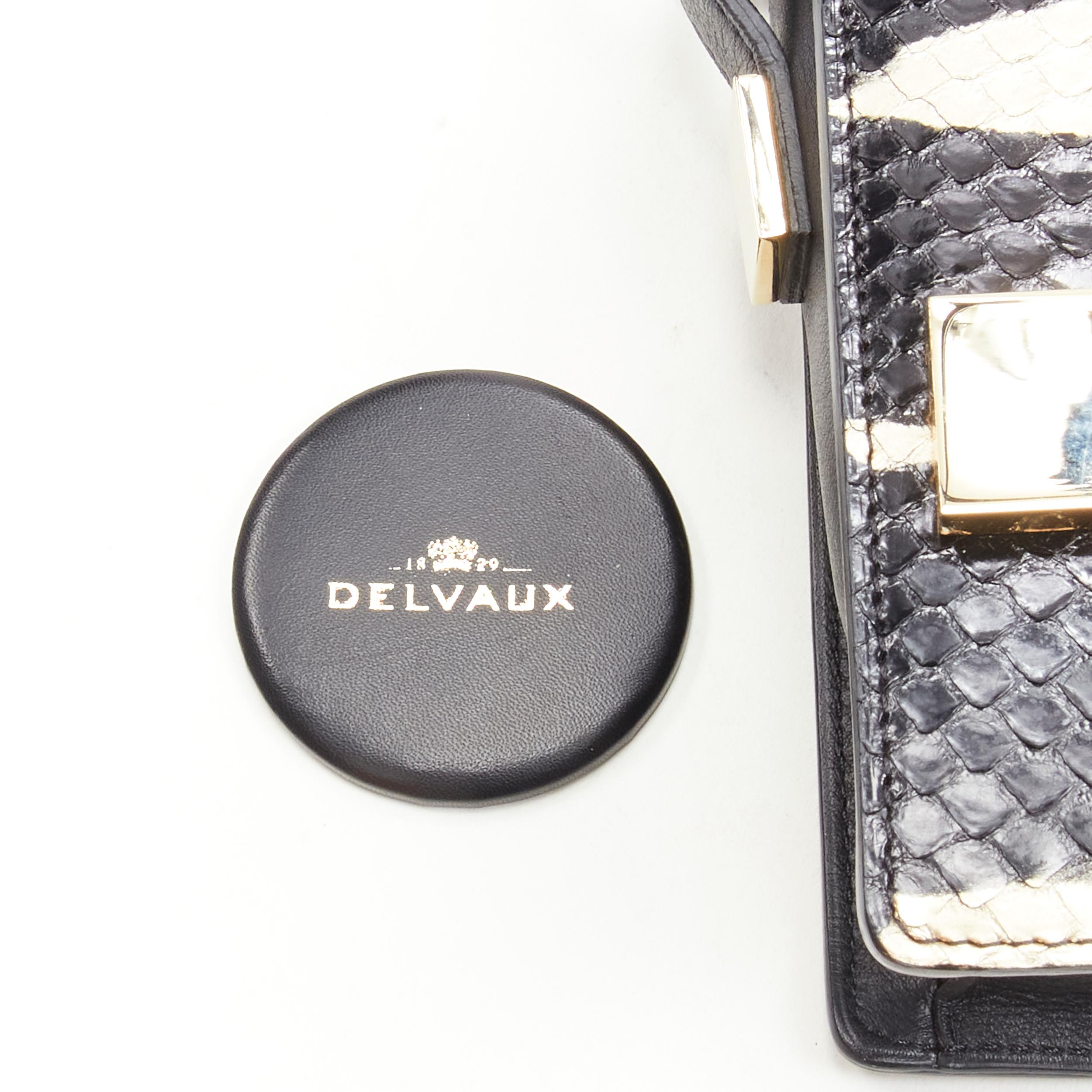Seltene DELVAUX Le Madame Crossbody-Box-Tasche aus schwarz-golden lackiertem Leder im Angebot 6