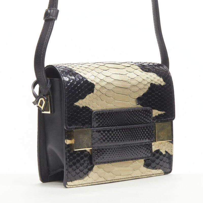 rara DELVAUX Le Madame negro oro pintado aerosol escamas cuero crossbody caja bolsa Negro en venta