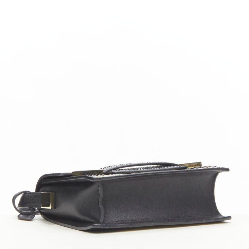 rara DELVAUX Le Madame negro oro pintado aerosol escamas cuero crossbody caja bolsa en venta 1