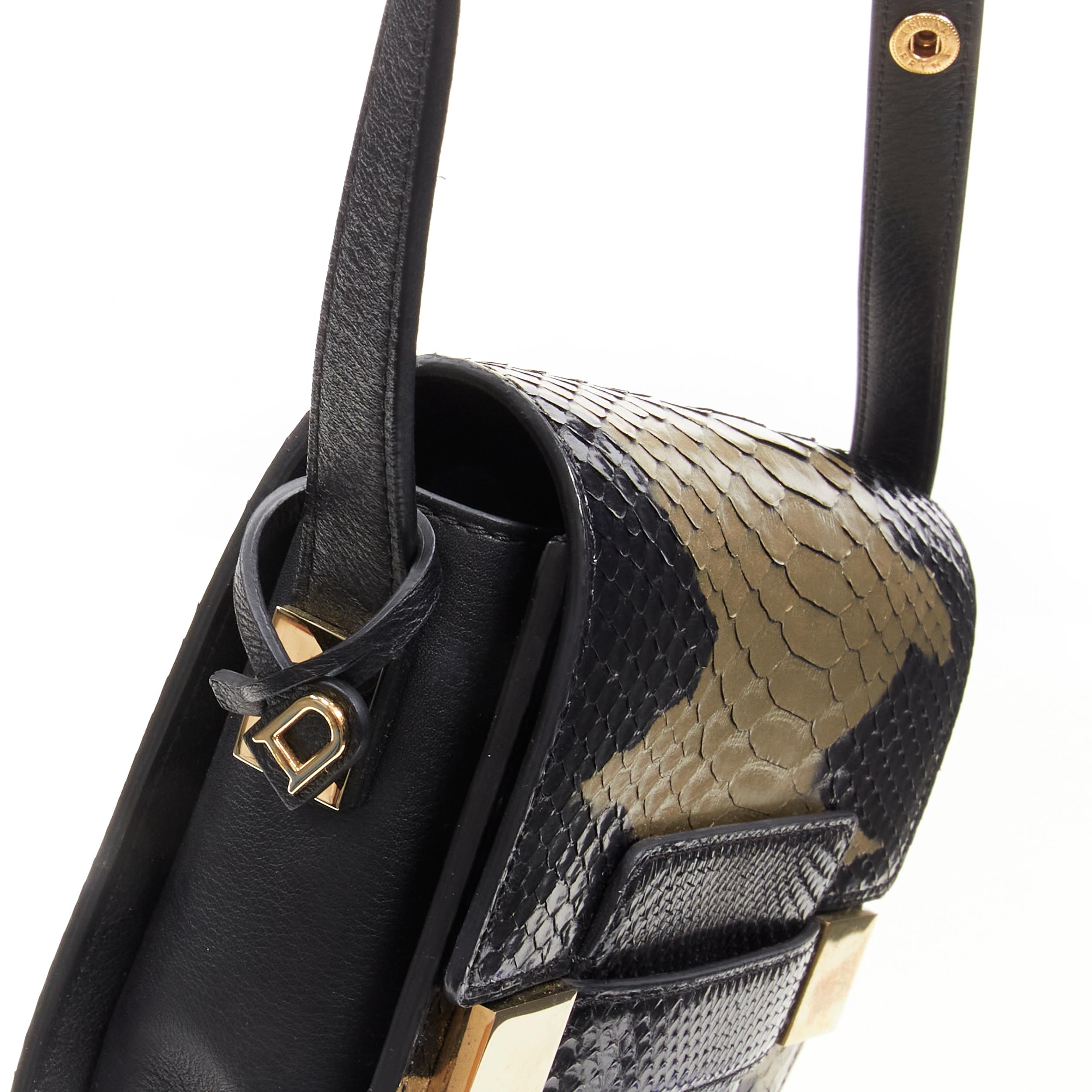 Seltene DELVAUX Le Madame Crossbody-Box-Tasche aus schwarz-golden lackiertem Leder im Angebot 2
