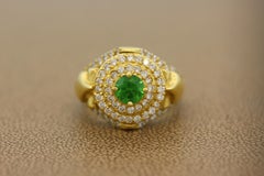 Rare Demantoid Garnet Diamond Gold Ring