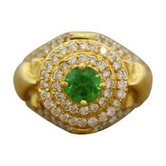 Rare Demantoid Garnet Diamond Gold Ring